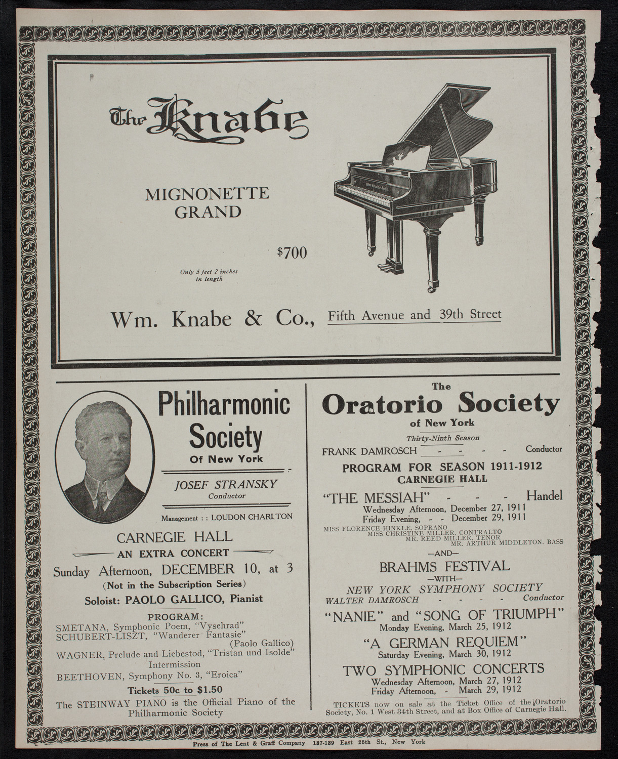 Russian Symphony Society of New York, December 3, 1911, program page 12