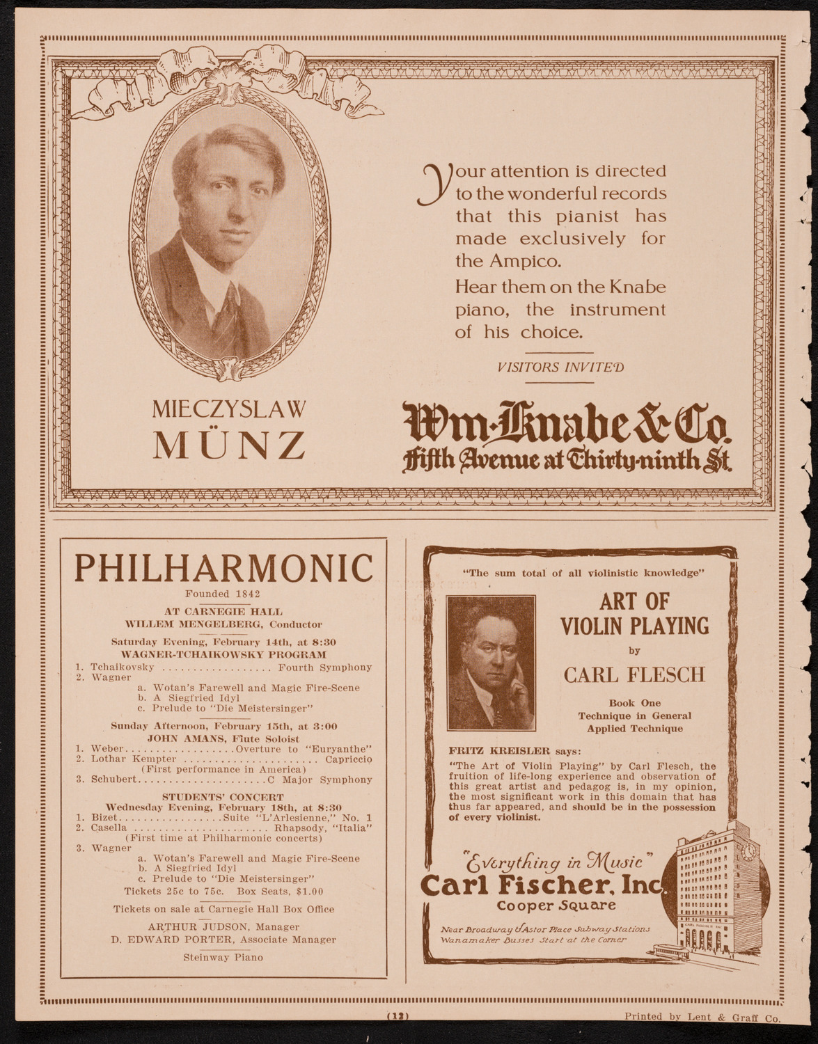 New York Philharmonic, February 13, 1925, program page 12