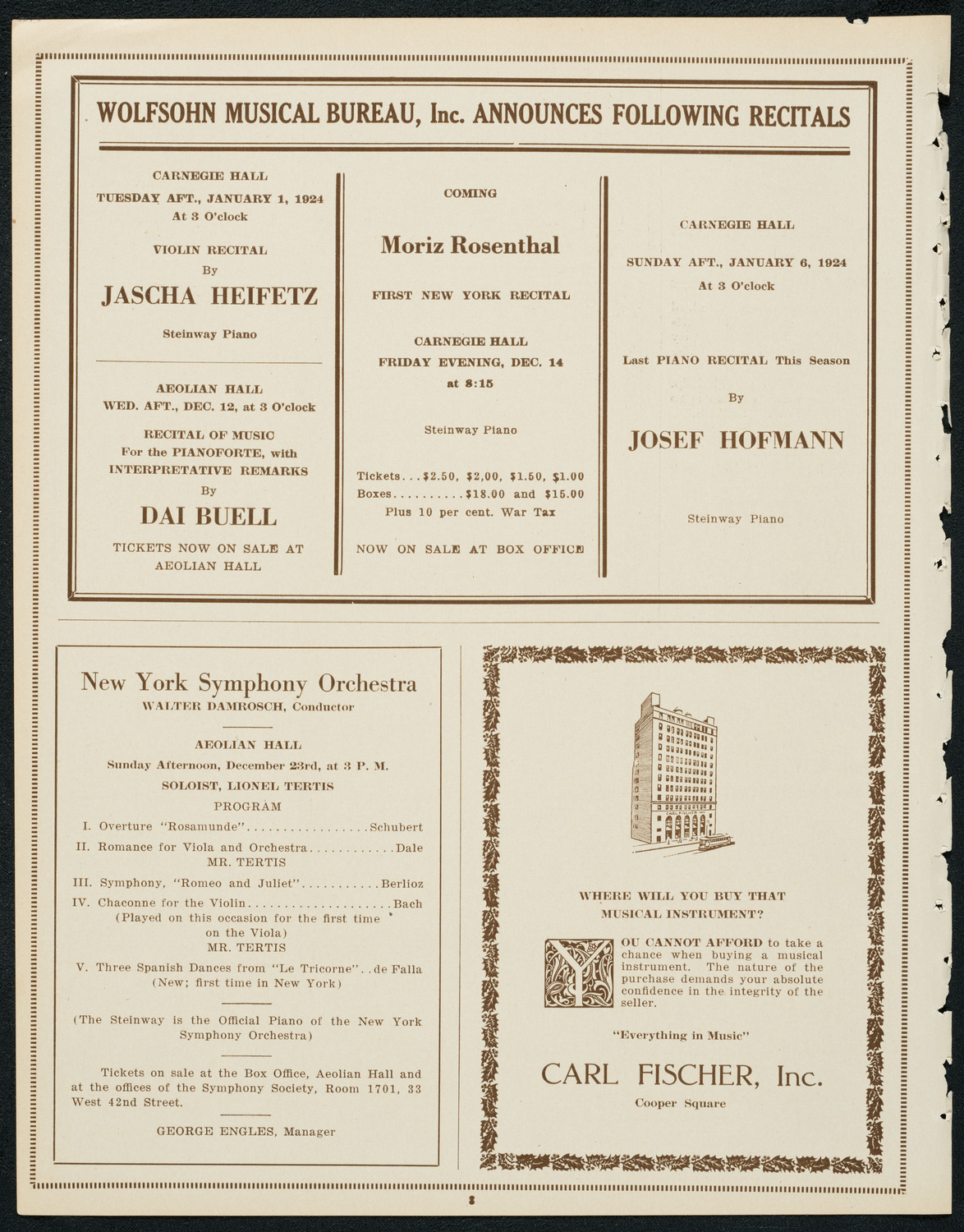 Virginia Myers, assisted by Orchestra, December 10, 1923, program page 8