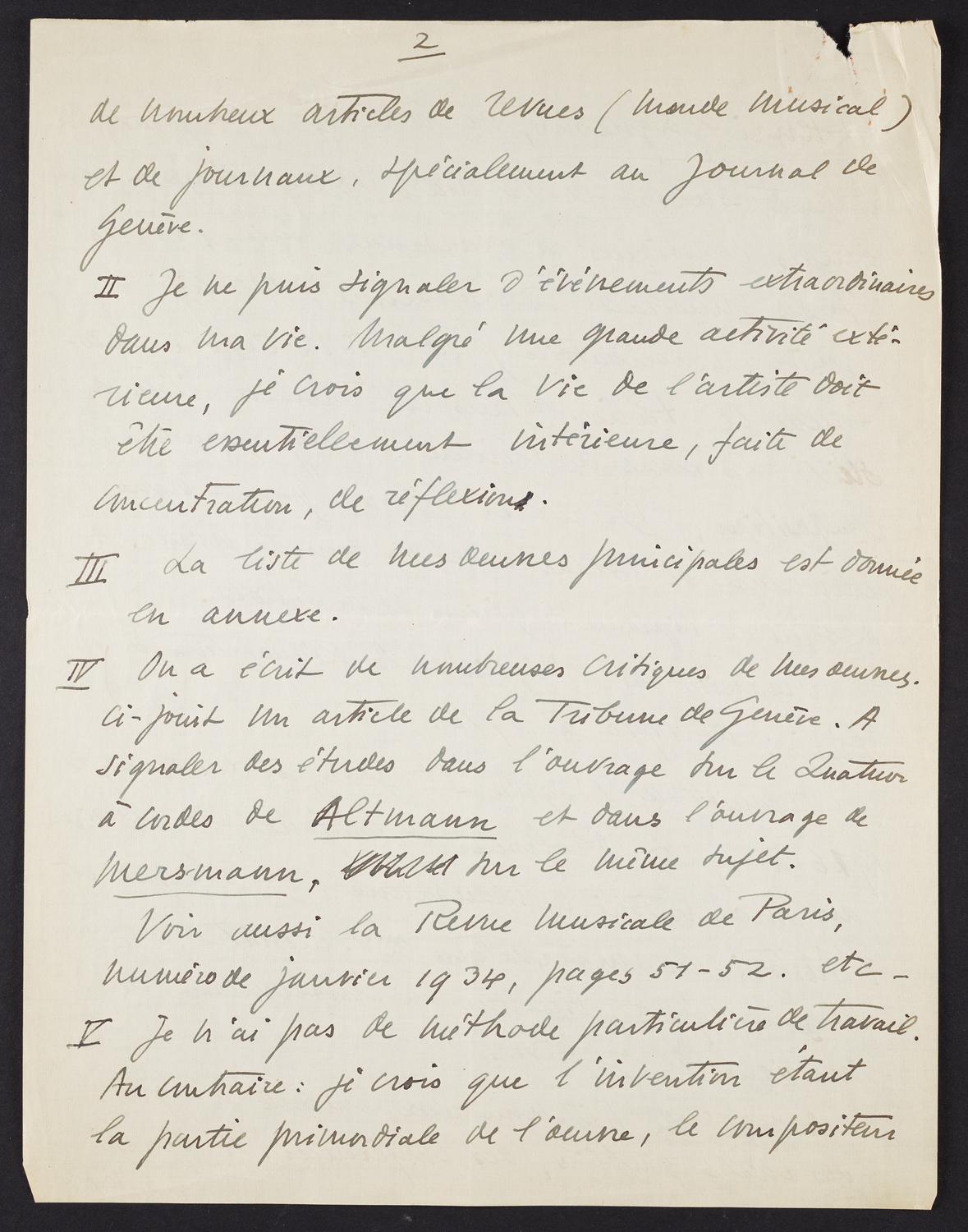 Correspondence from Henri Gagnebin to David Ewen, page 3 of 8