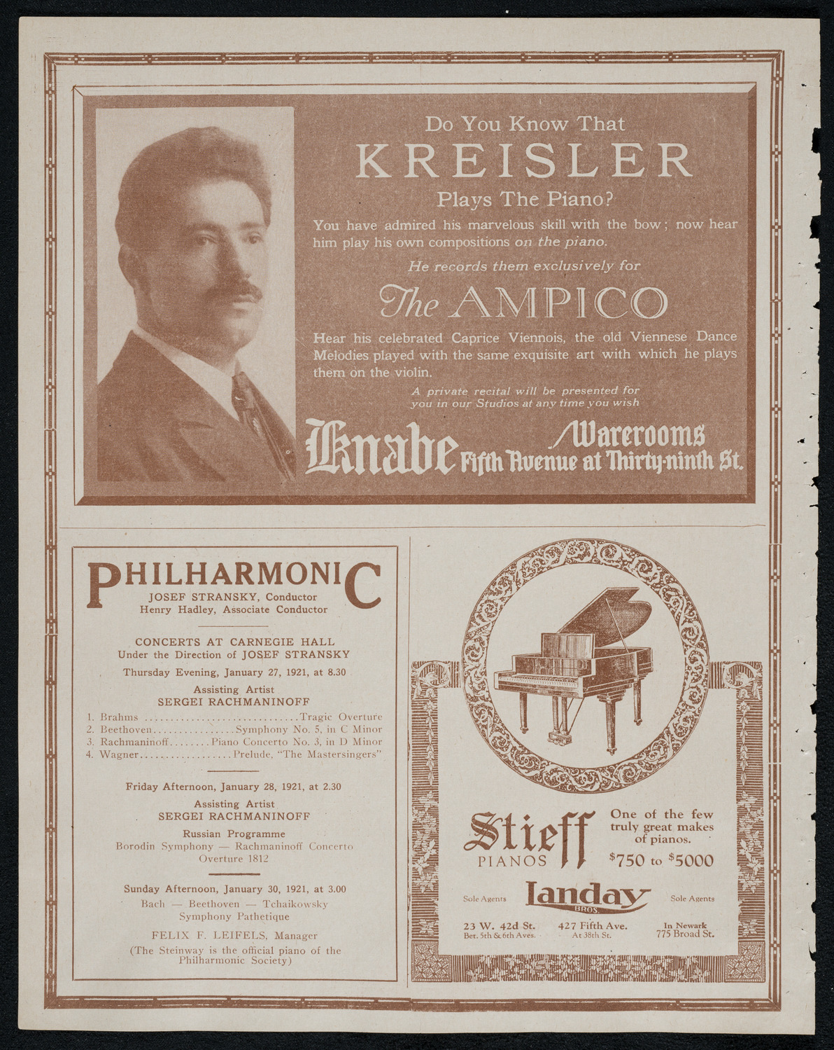 Alfred Cortot, Piano, January 24, 1921, program page 12