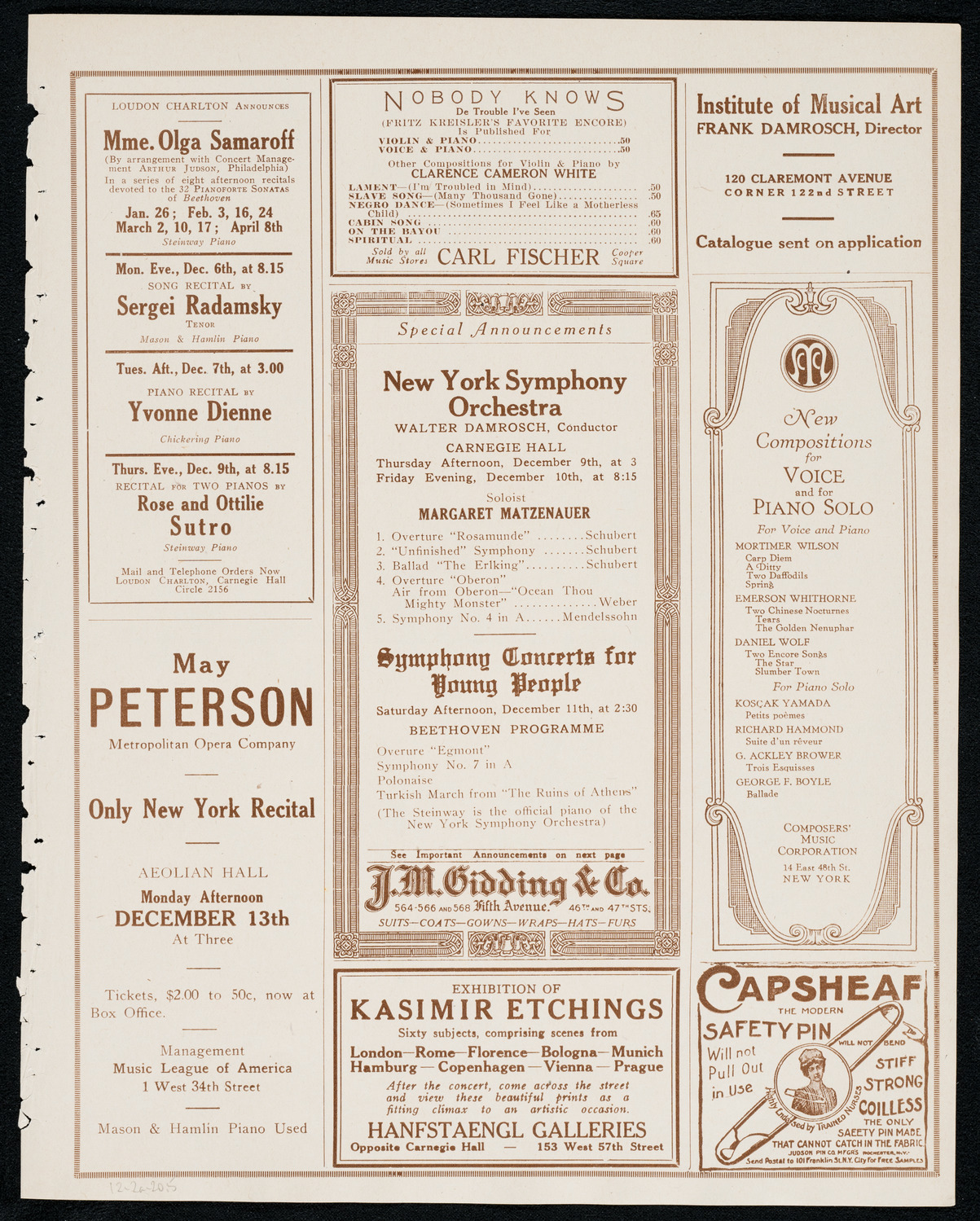 New York Symphony Orchestra, December 2, 1920, program page 9
