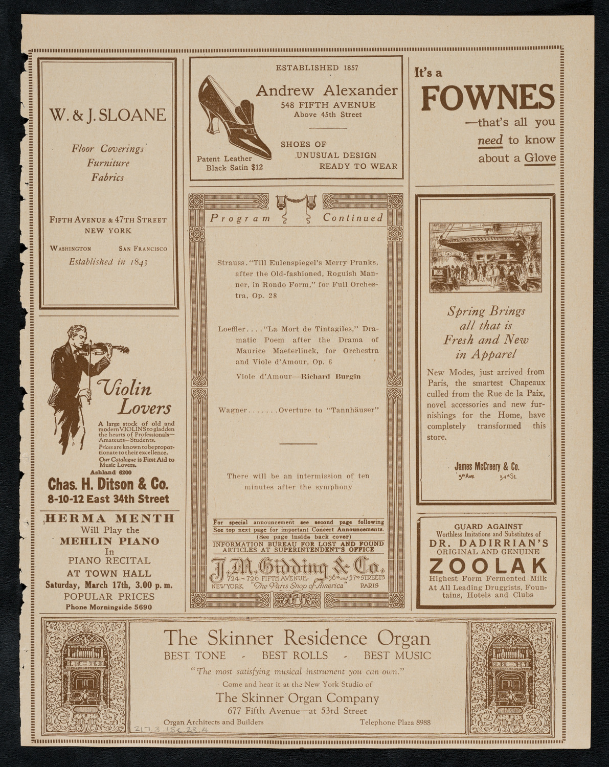 Boston Symphony Orchestra, March 15, 1923, program page 7