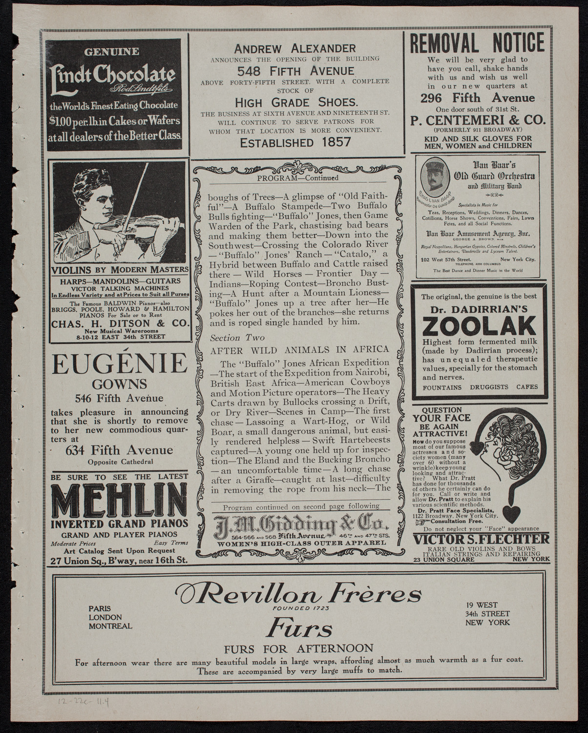 Lecture by Col. Charles J. "Buffalo" Jones, December 22, 1911, program page 7
