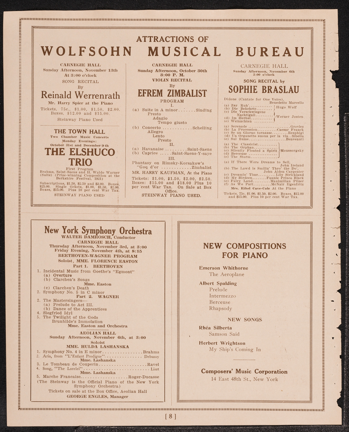Symphony Concert for Young People, October 29, 1921, program page 8