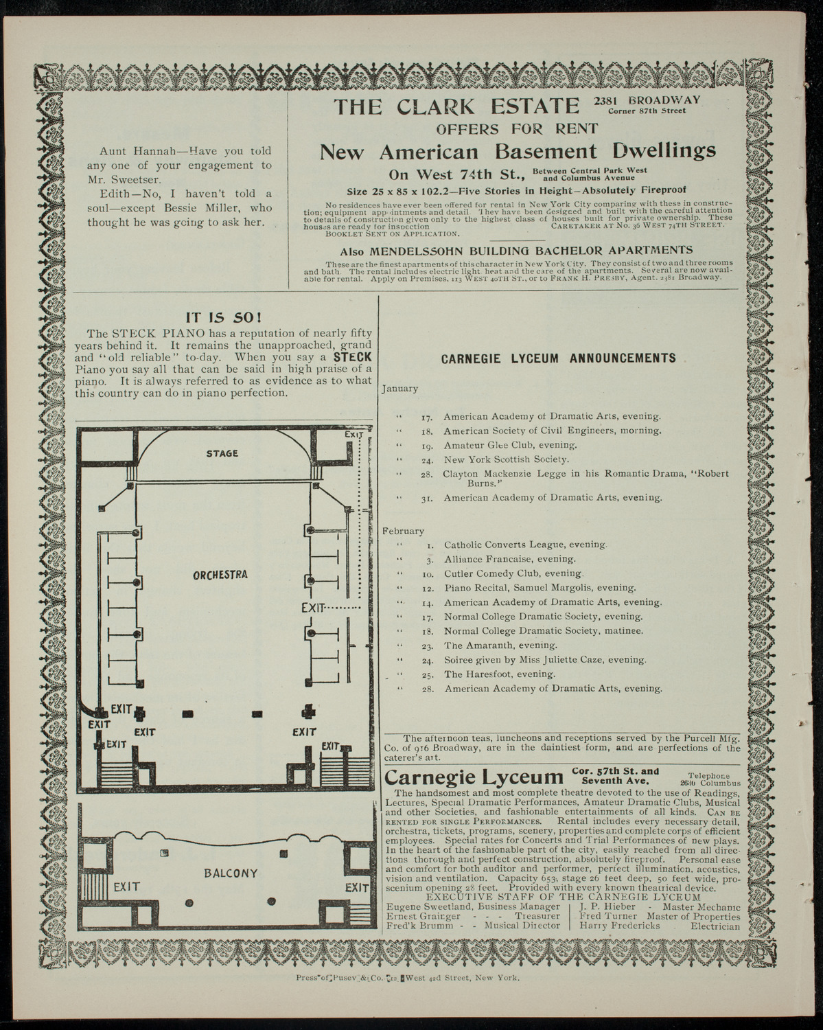 Compañia Dramatica Española, January 14, 1905, program page 4