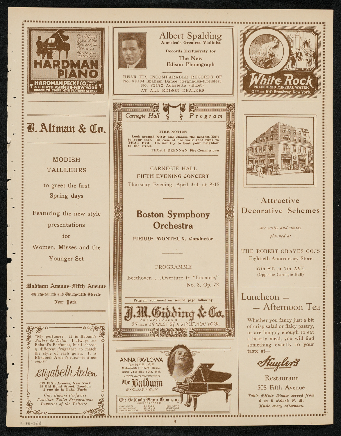 Boston Symphony Orchestra, April 3, 1924, program page 5