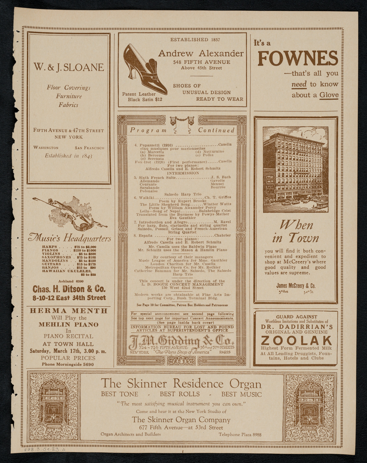 Benefit: American Field Service Fellowships, Franco-American Musical Society, March 5, 1923, program page 7