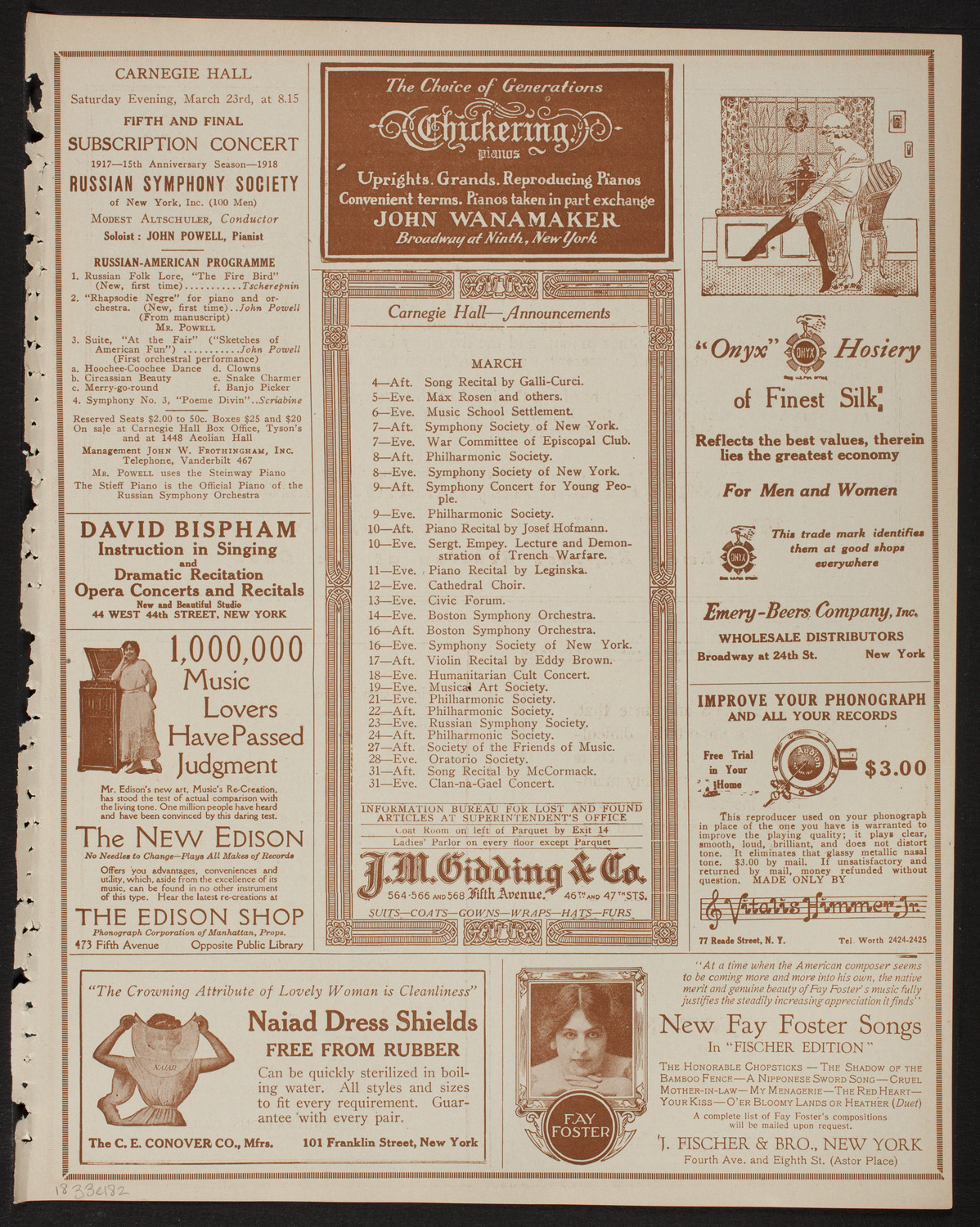 Maude Fay, Soprano, March 3, 1918, program page 3