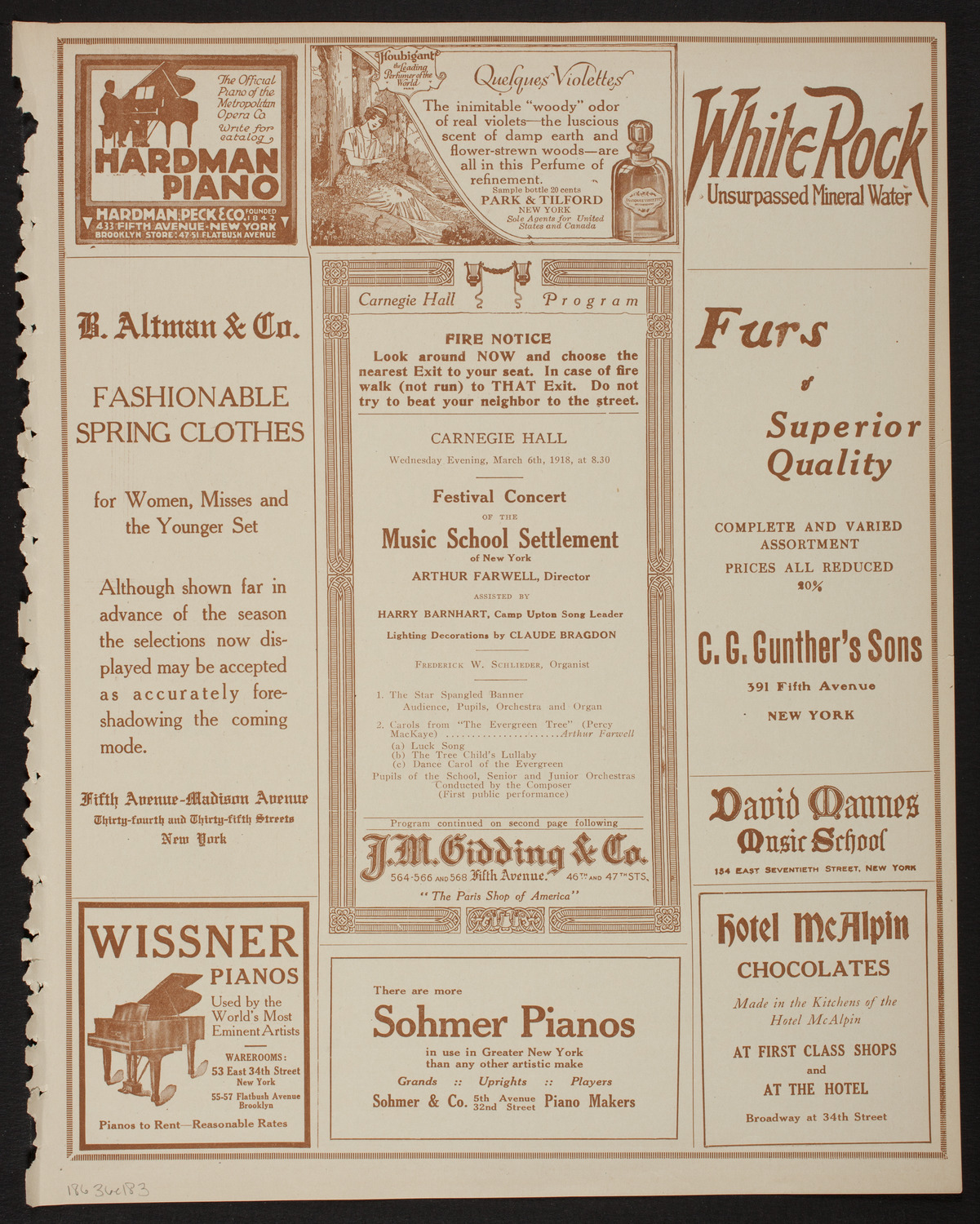 Music School Settlement Festival Concert, March 6, 1918, program page 5