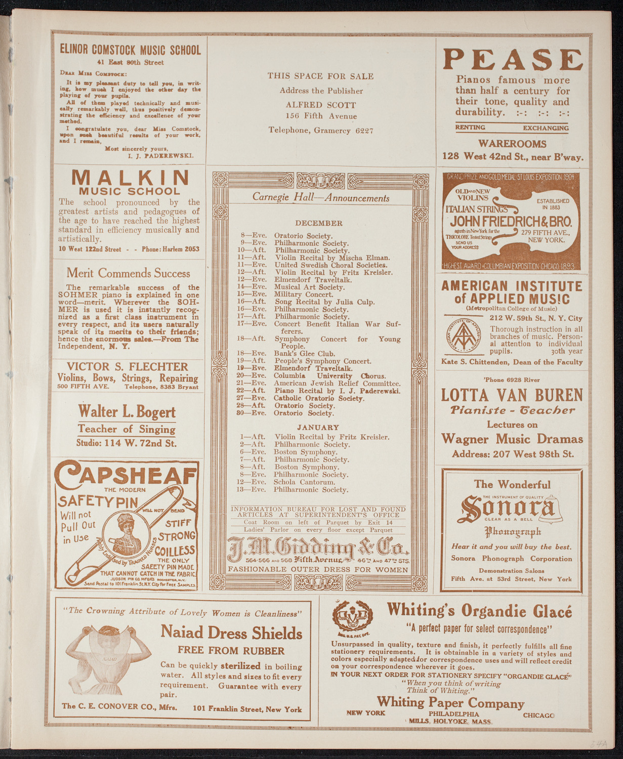 Ignacy Jan Paderewski, Piano, December 7, 1915, program page 3