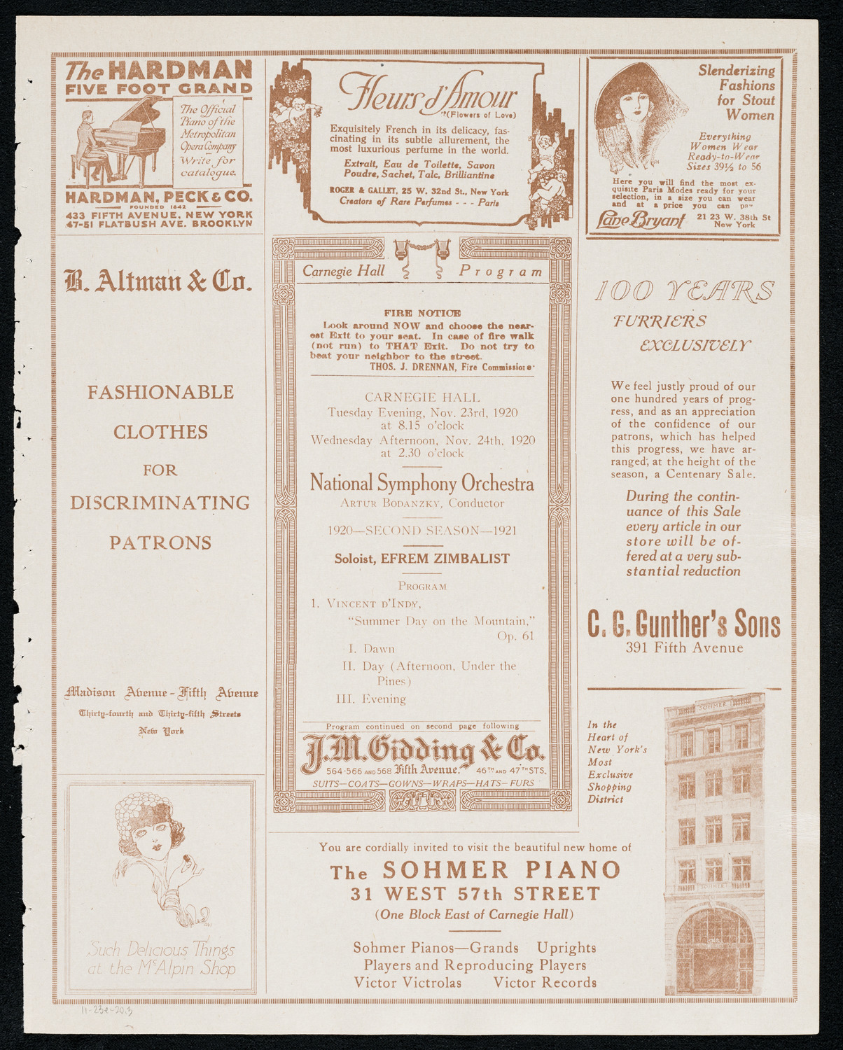 National Symphony Orchestra, November 23, 1920, program page 5