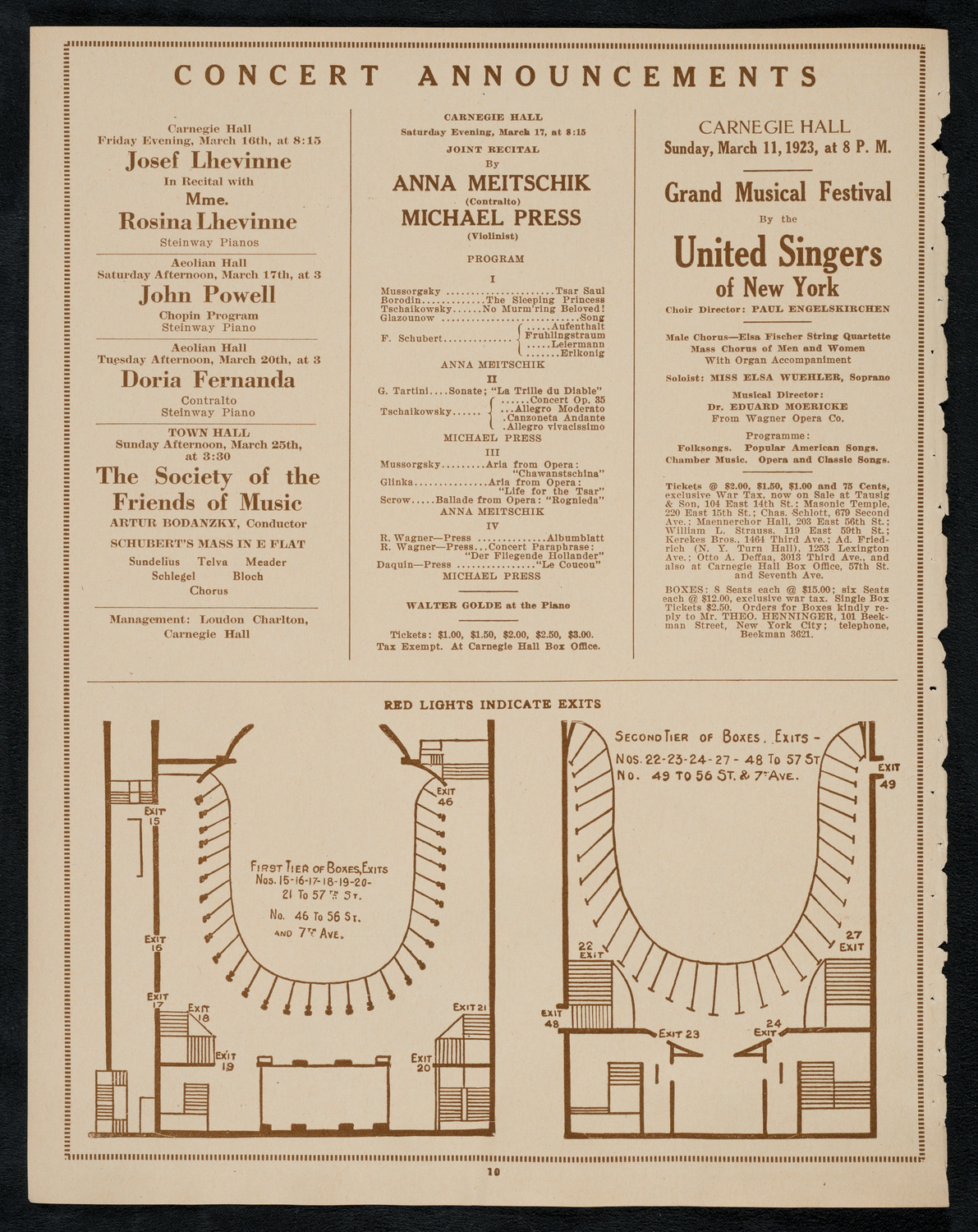 New York Philharmonic, March 7, 1923, program page 10