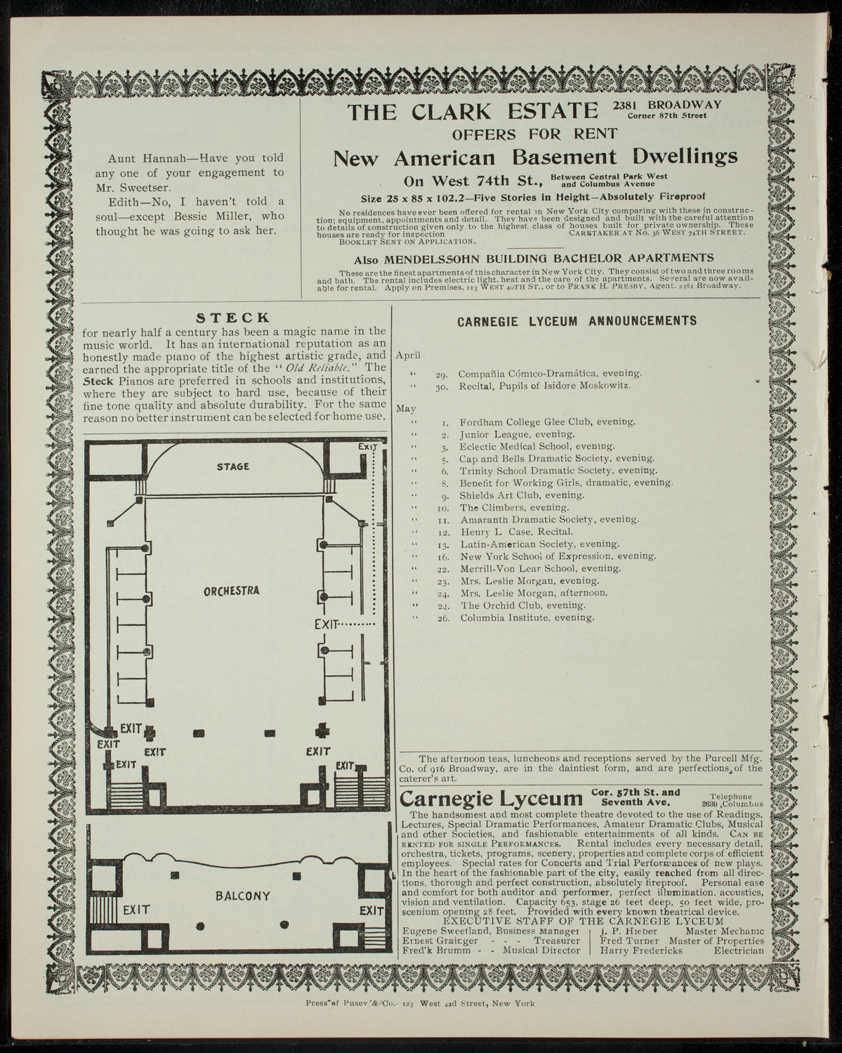 Anna Byrne and Daughters, April 28, 1905, program page 4