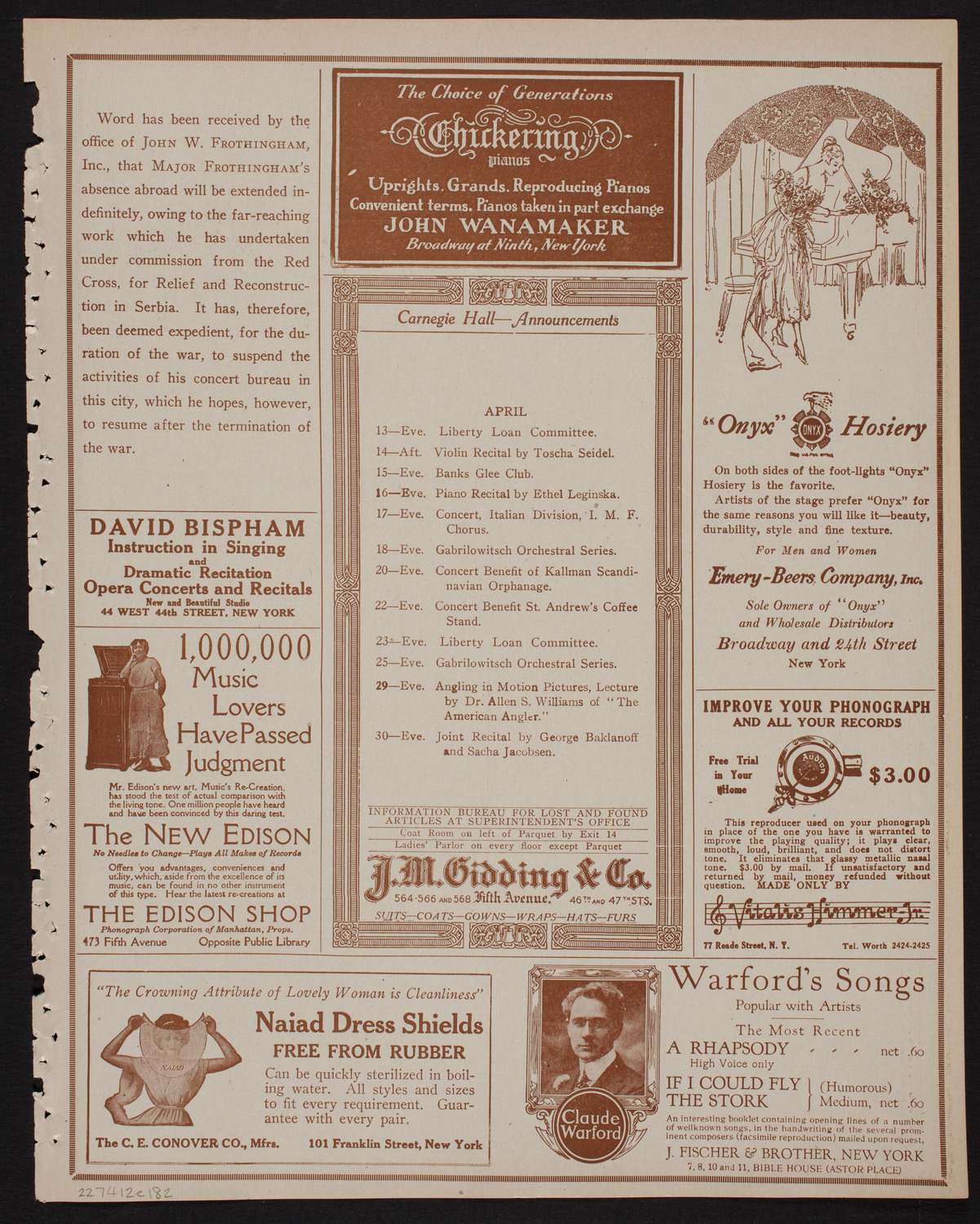 Y.W.C.A Patriotic Pageant, April 12, 1918, program page 3