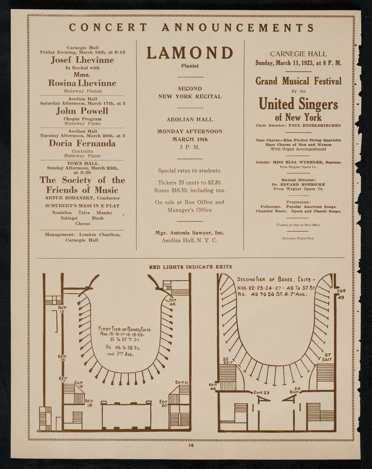 City Symphony Orchestra, March 10, 1923, program page 10