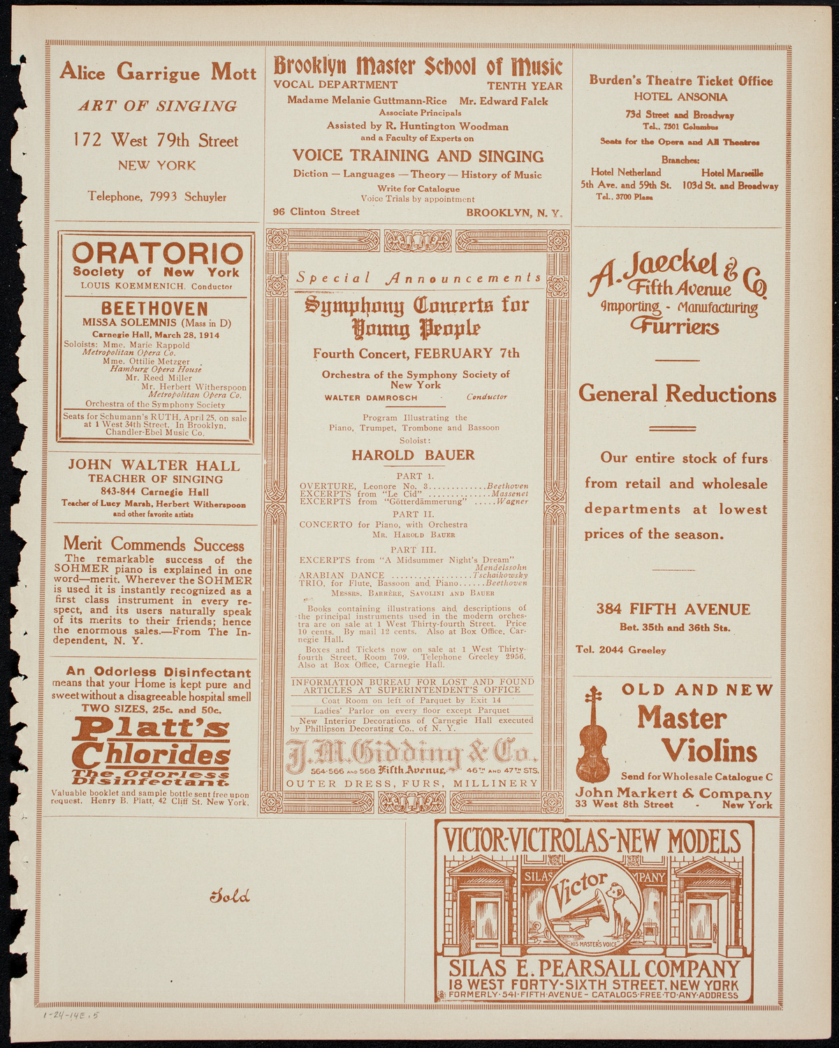 United Hebew Trades of New York 25th Anniversary Festival, January 24, 1914, program page 9