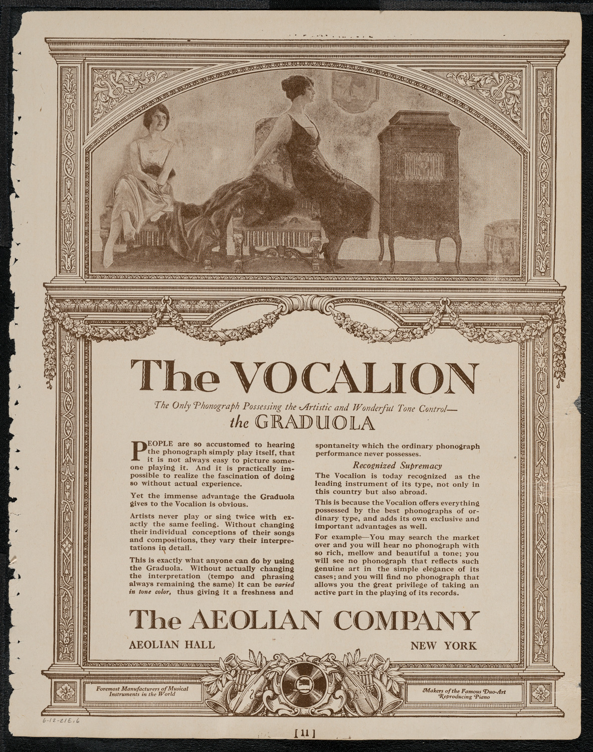 Dante Perrone and Elvira Sabbatini, June 12, 1921, program page 11