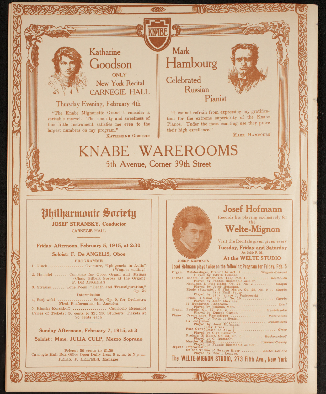 Columbia University Chorus, February 2, 1915, program page 12