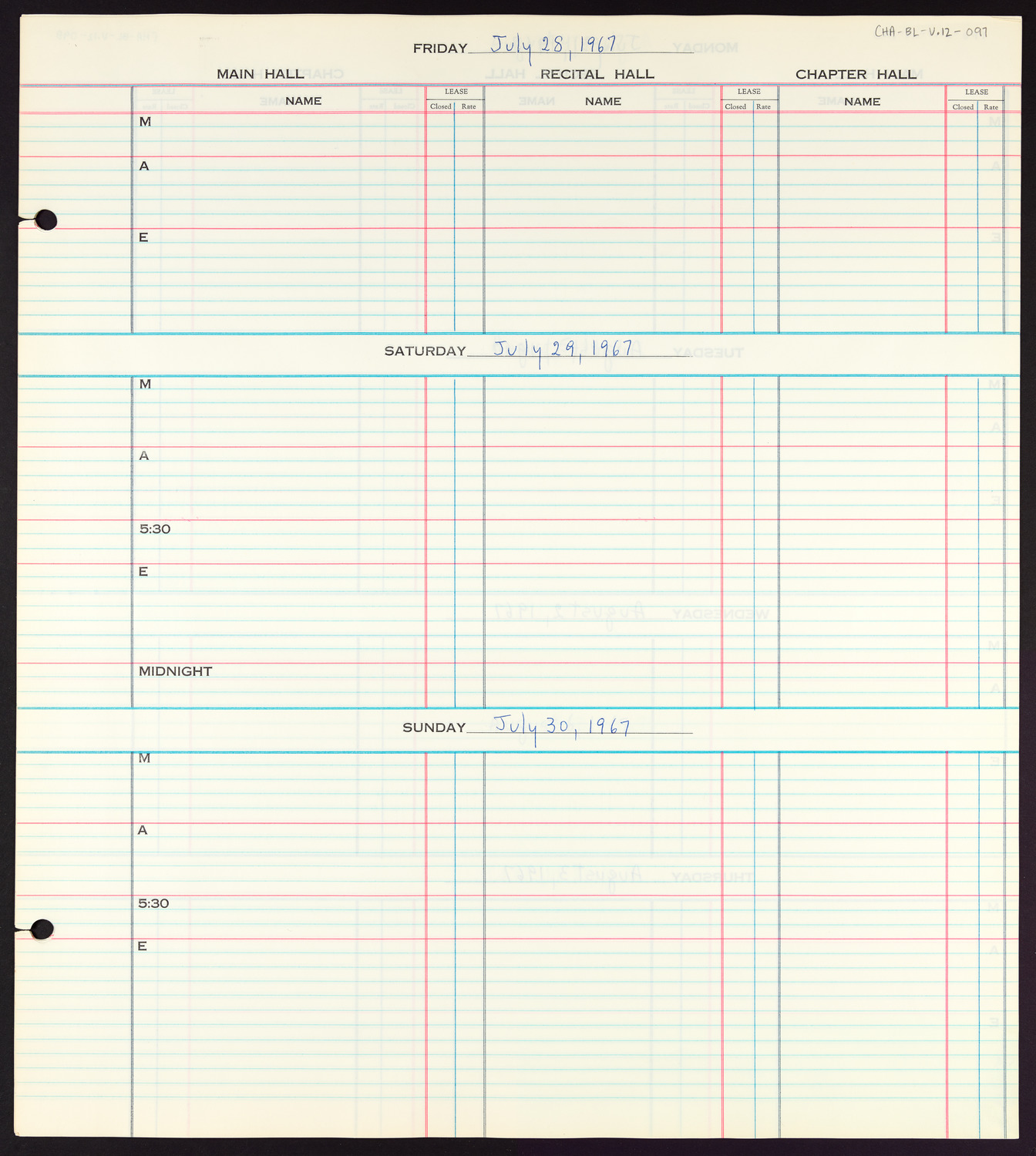 Carnegie Hall Booking Ledger, volume 12, page 97