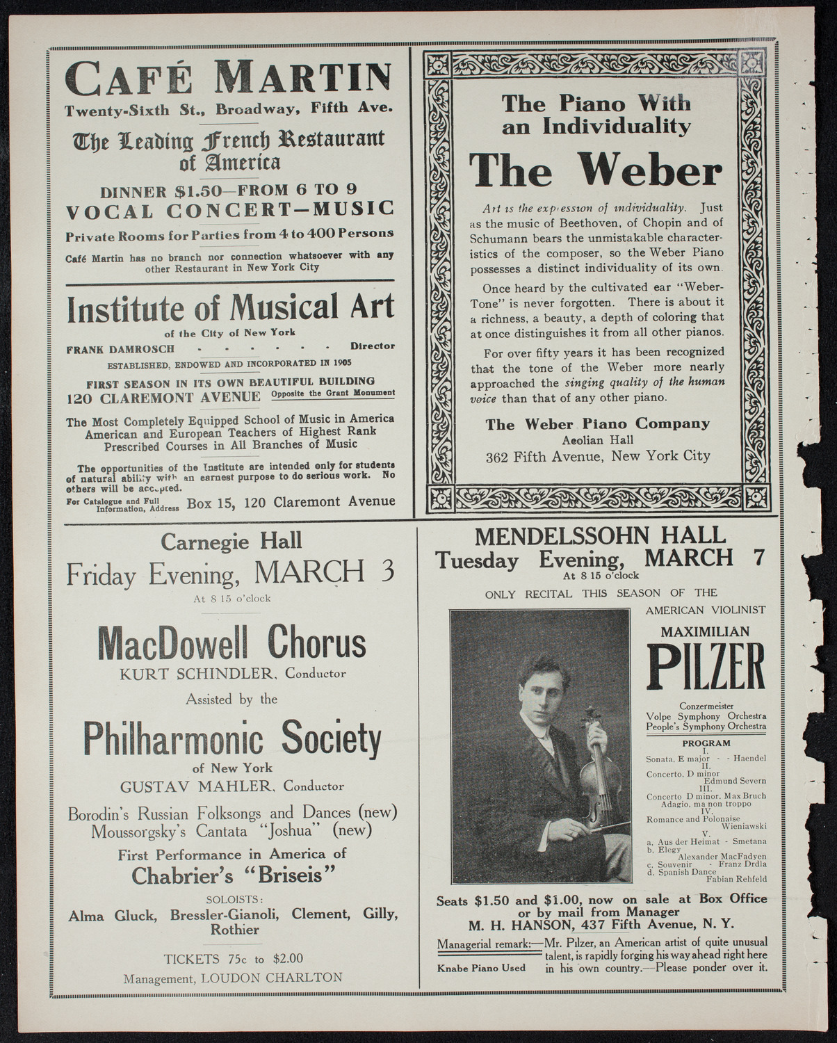 Russian Symphony Society of New York, February 16, 1911, program page 6