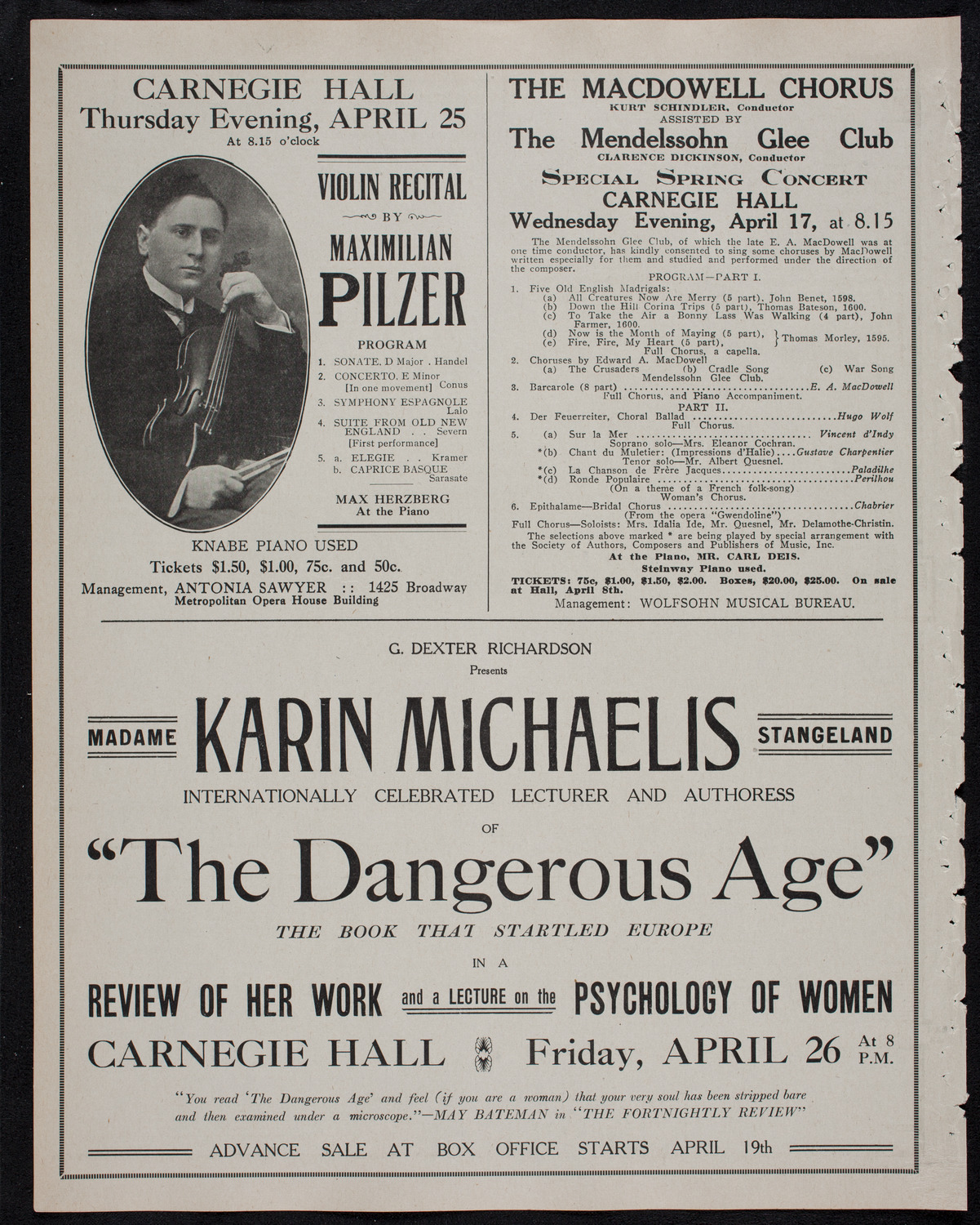 Vladimir de Pachmann, Piano, April 13, 1912, program page 10