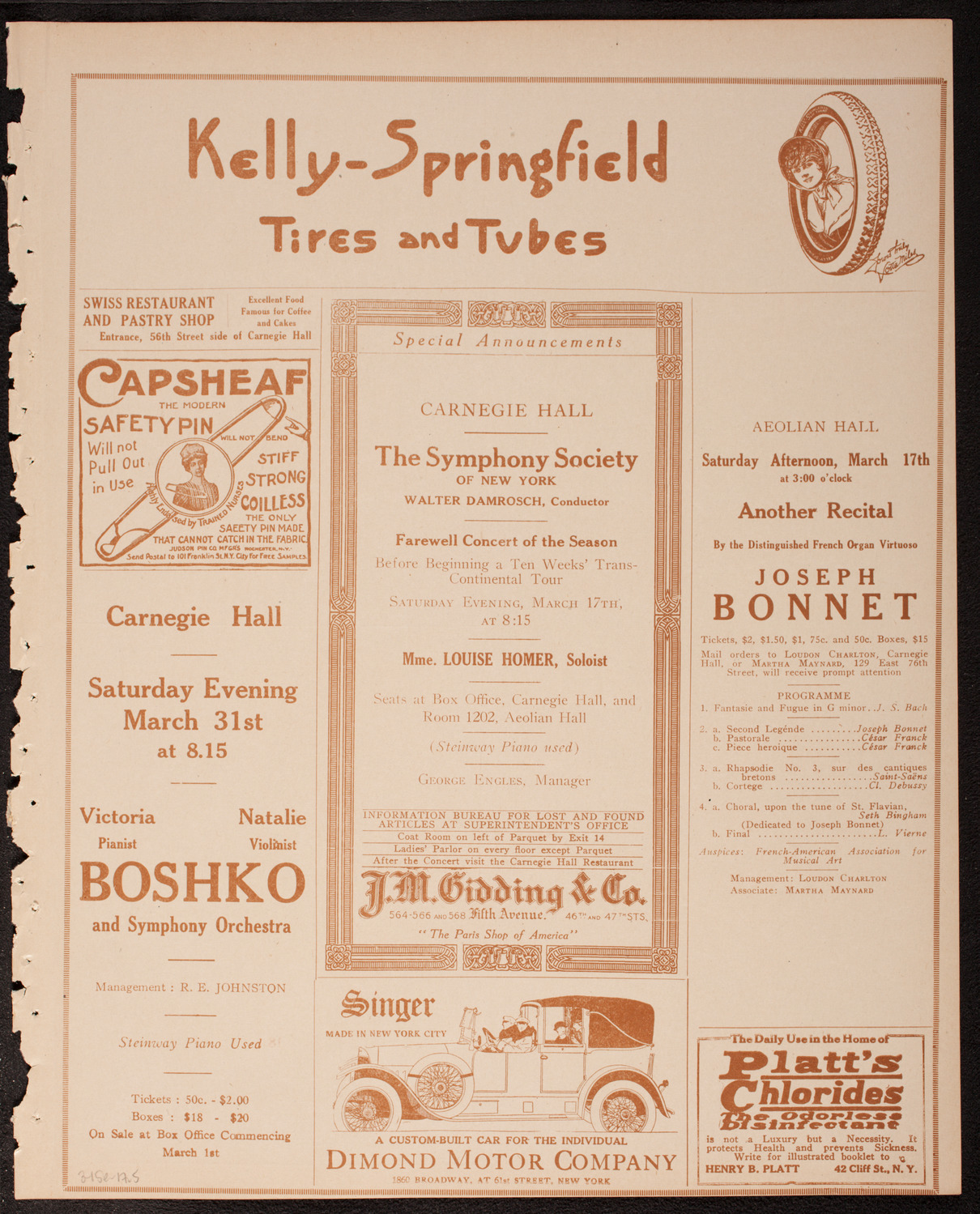 Boston Symphony Orchestra, March 15, 1917, program page 9