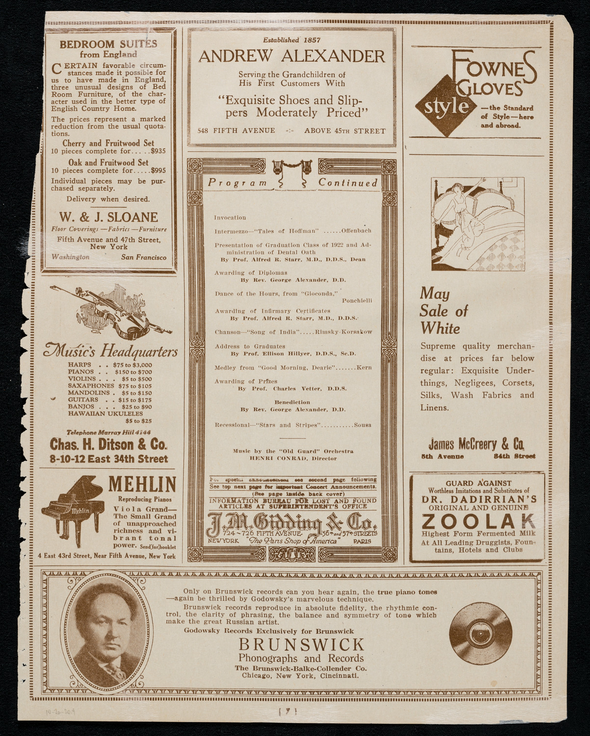 Rudolph Bochco, Violin, October 2, 1920, program page 7