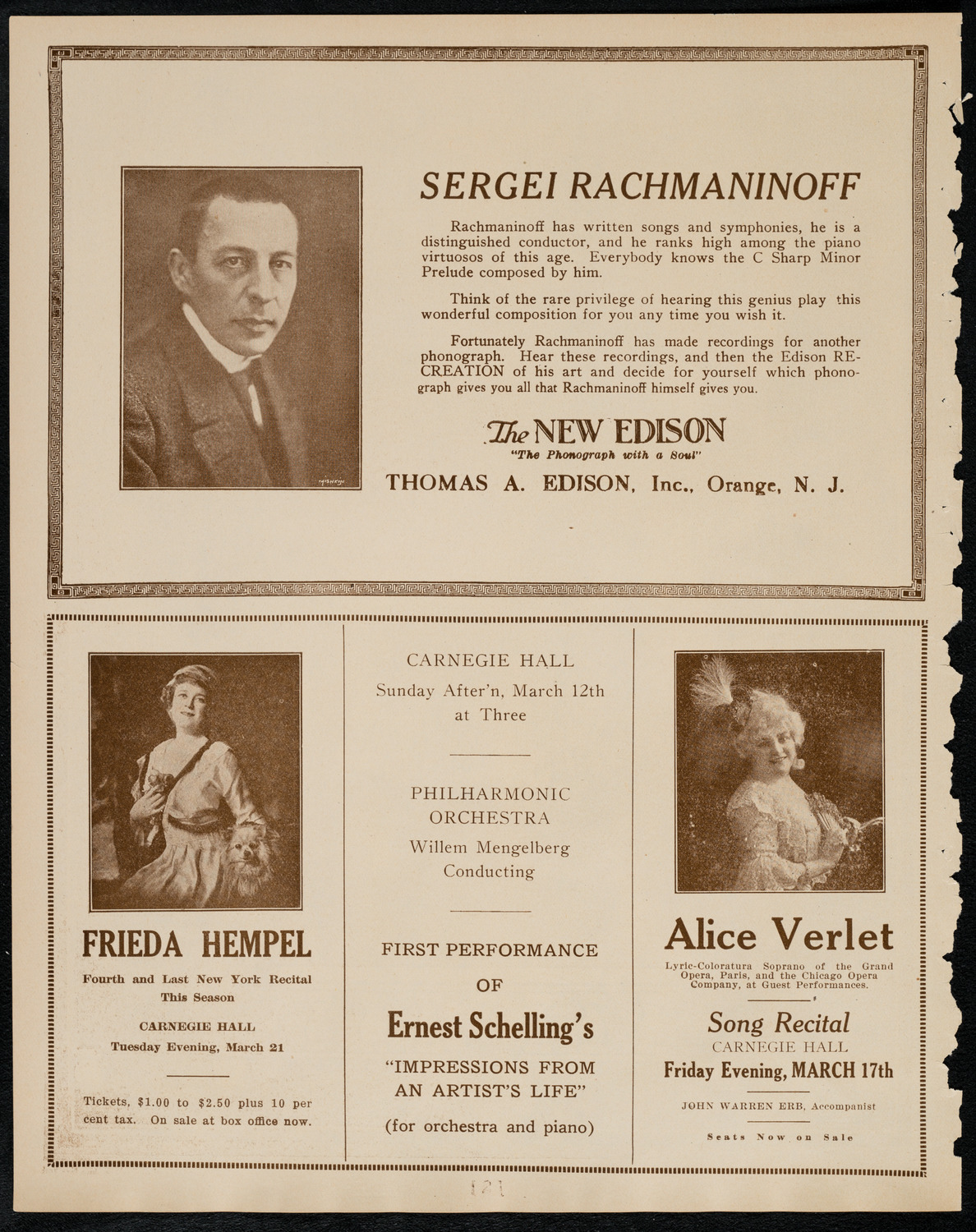 New York Symphony Orchestra, March 10, 1922, program page 2