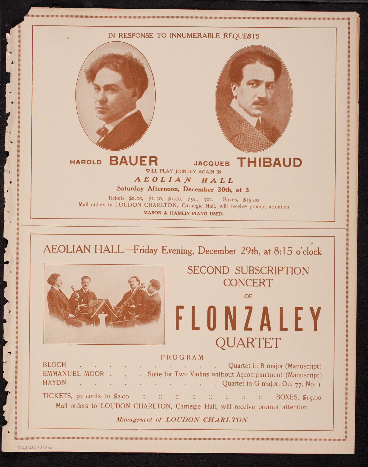 Fritz Kreisler, Violin, assisted by Carl Friedberg, Piano, December 10, 1916, program page 11