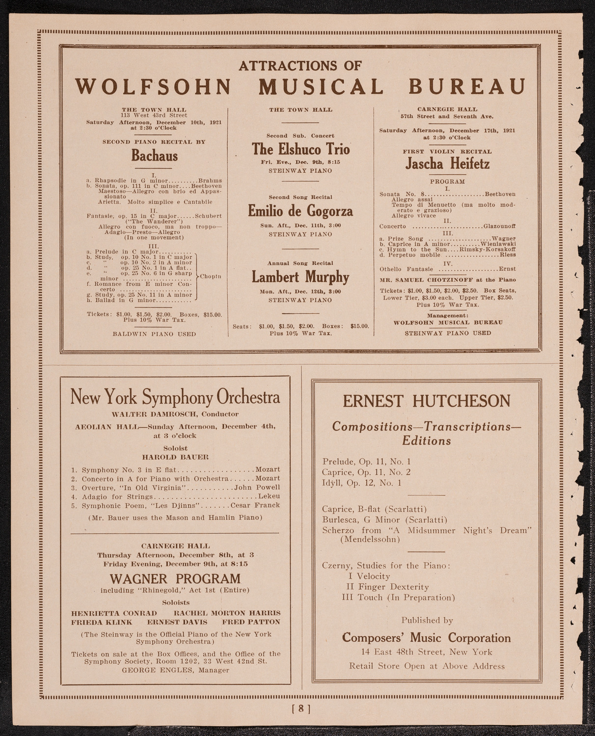 Mecca Temple of New York: Ancient Arabic Order of the Nobles of the Mystic Shrine, November 30, 1921, program page 8