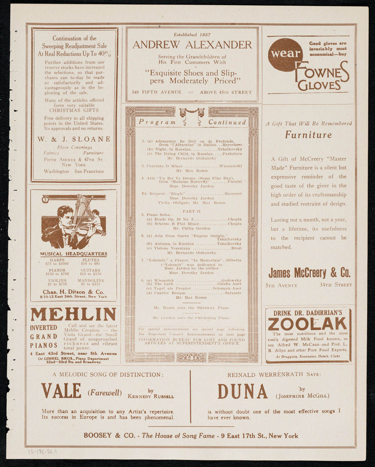 Benefit: Beth Abraham Home for Incurables, December 18, 1920, program page 7