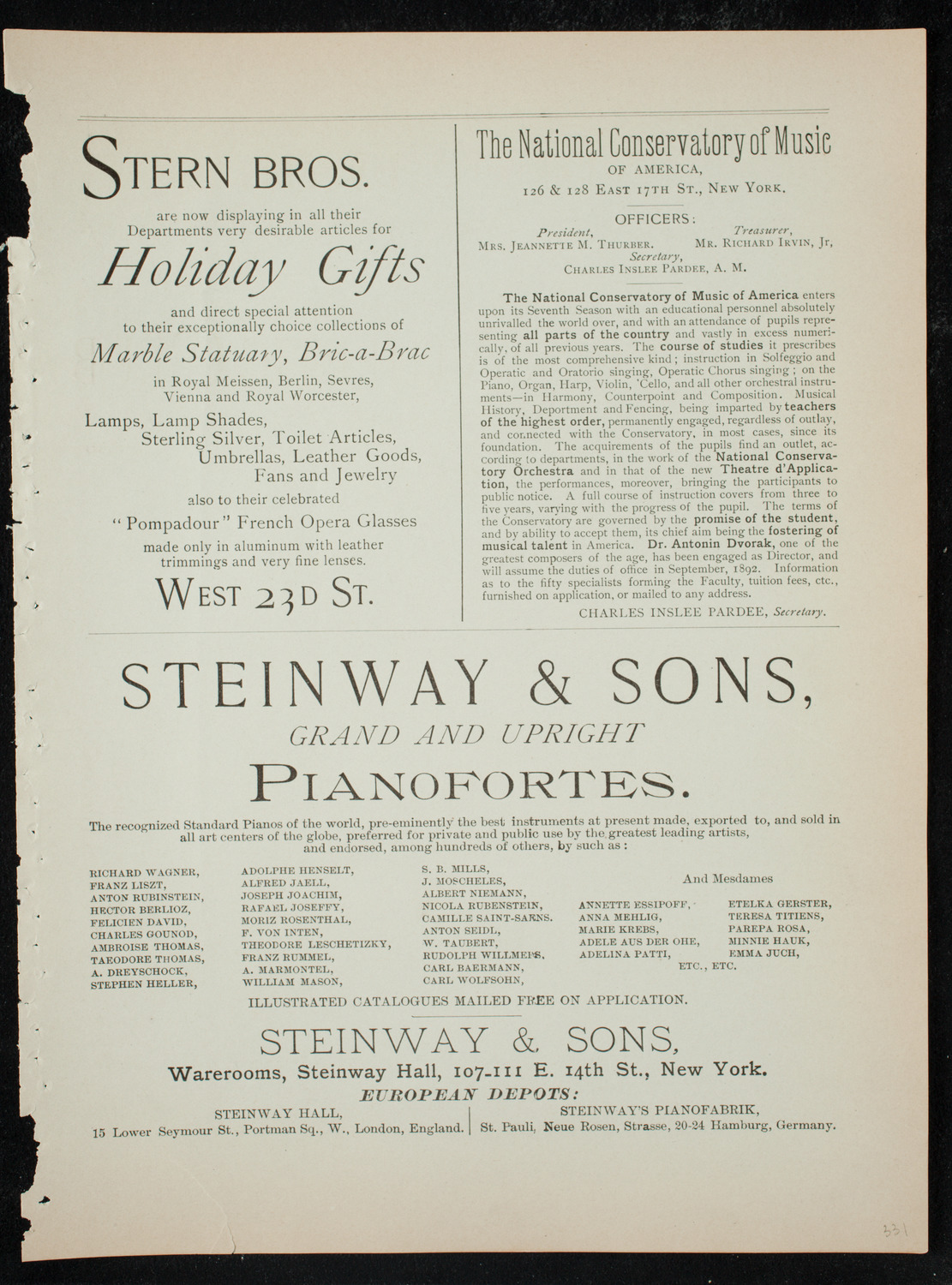 New York Athletic Club Amateur Minstrel Show, December 12, 1891, program page 7