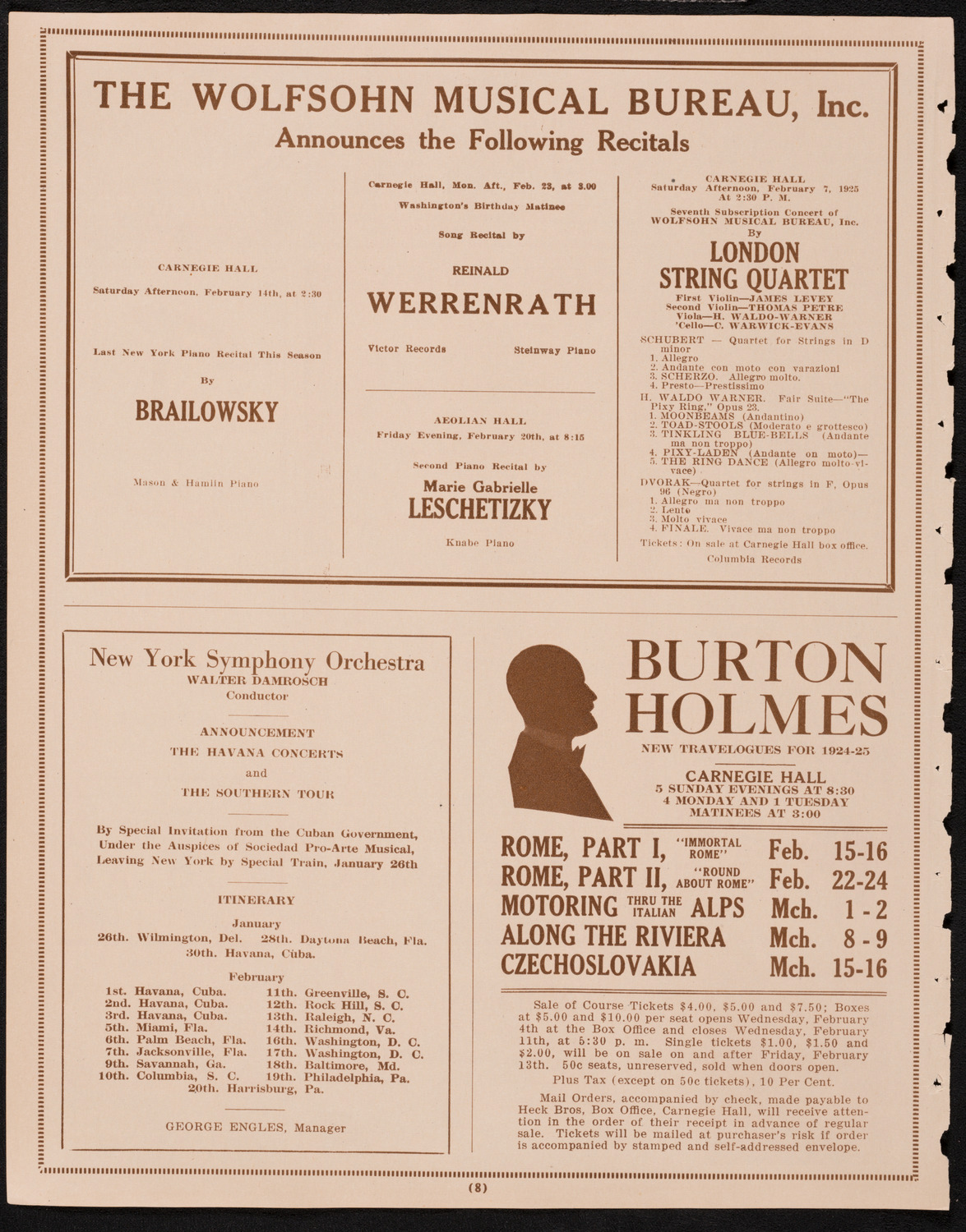 Rudolph Polk, Violin, with members of The New York Philharmonic, February 6, 1925, program page 8