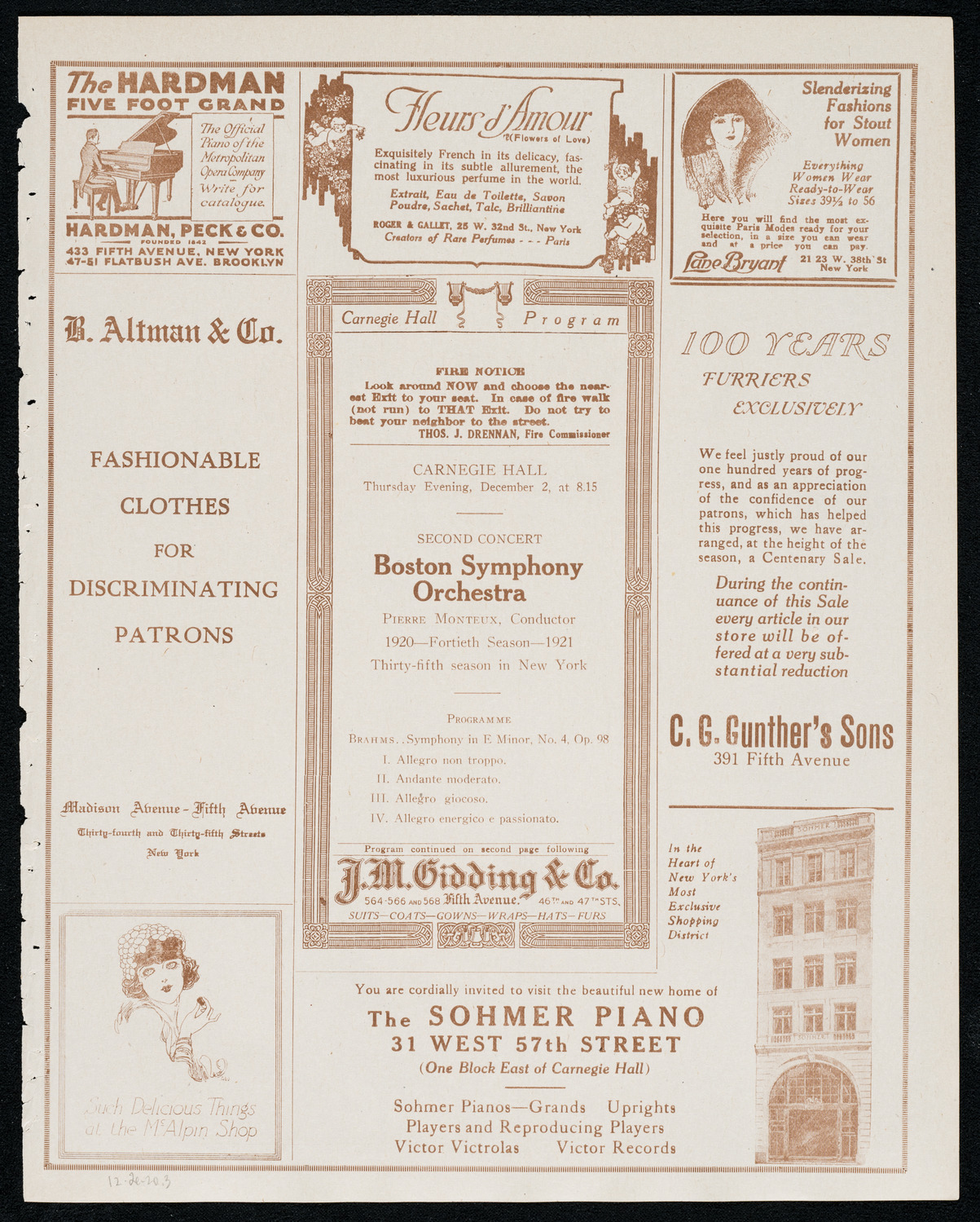 Boston Symphony Orchestra, December 2, 1920, program page 5