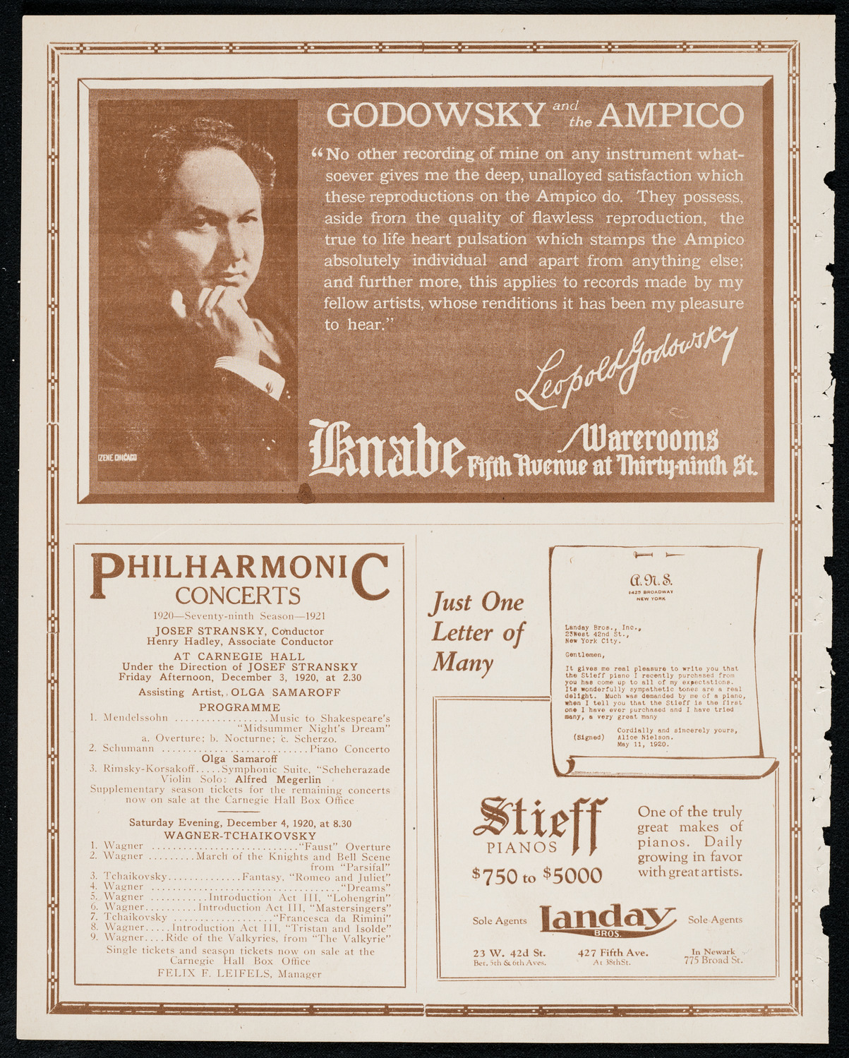 New York Philharmonic, November 28, 1920, program page 12