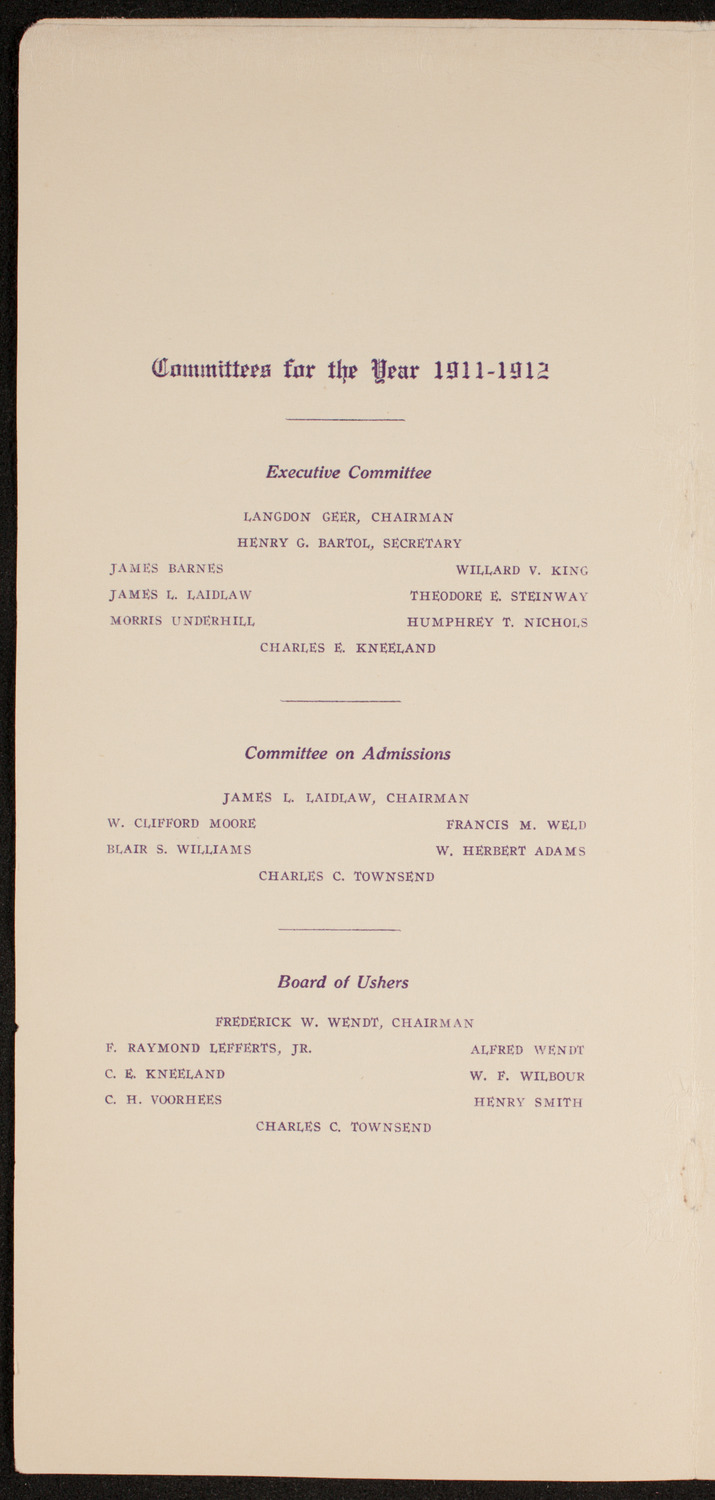 Amateur Comedy Club, February 14, 1912, program page 4