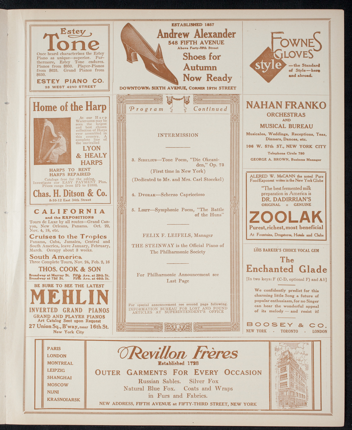 New York Philharmonic, December 9, 1915, program page 7