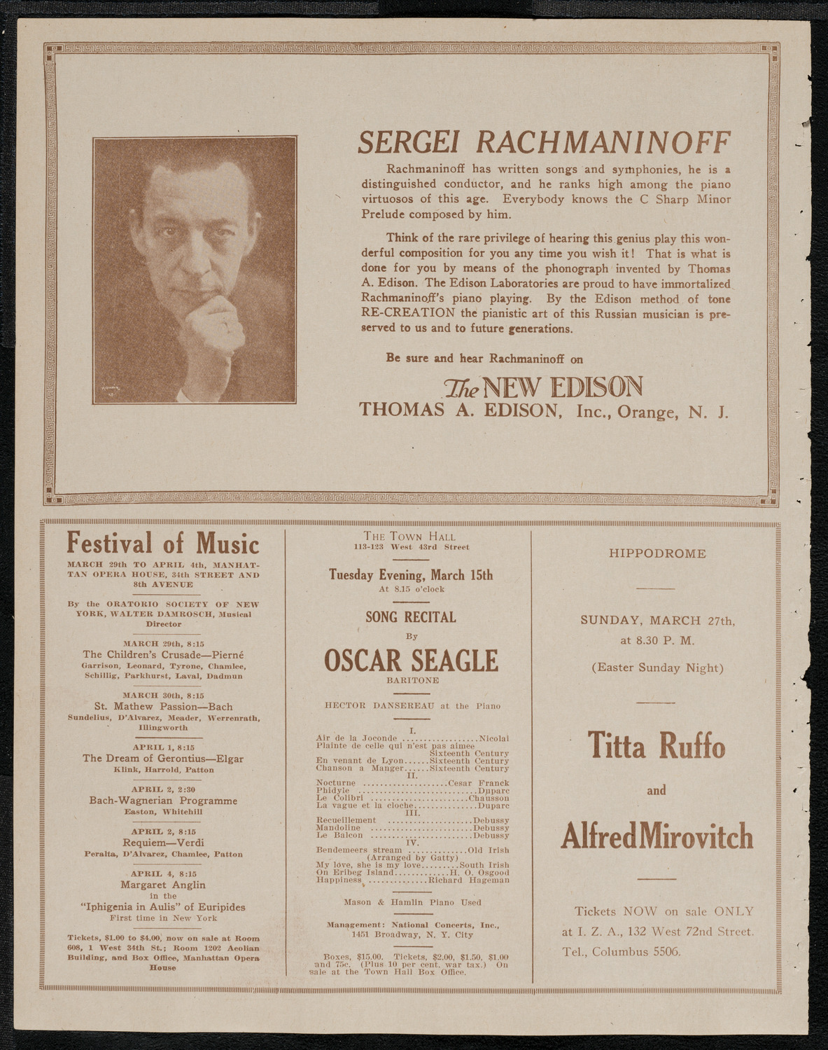 New York Philharmonic, March 10, 1921, program page 2