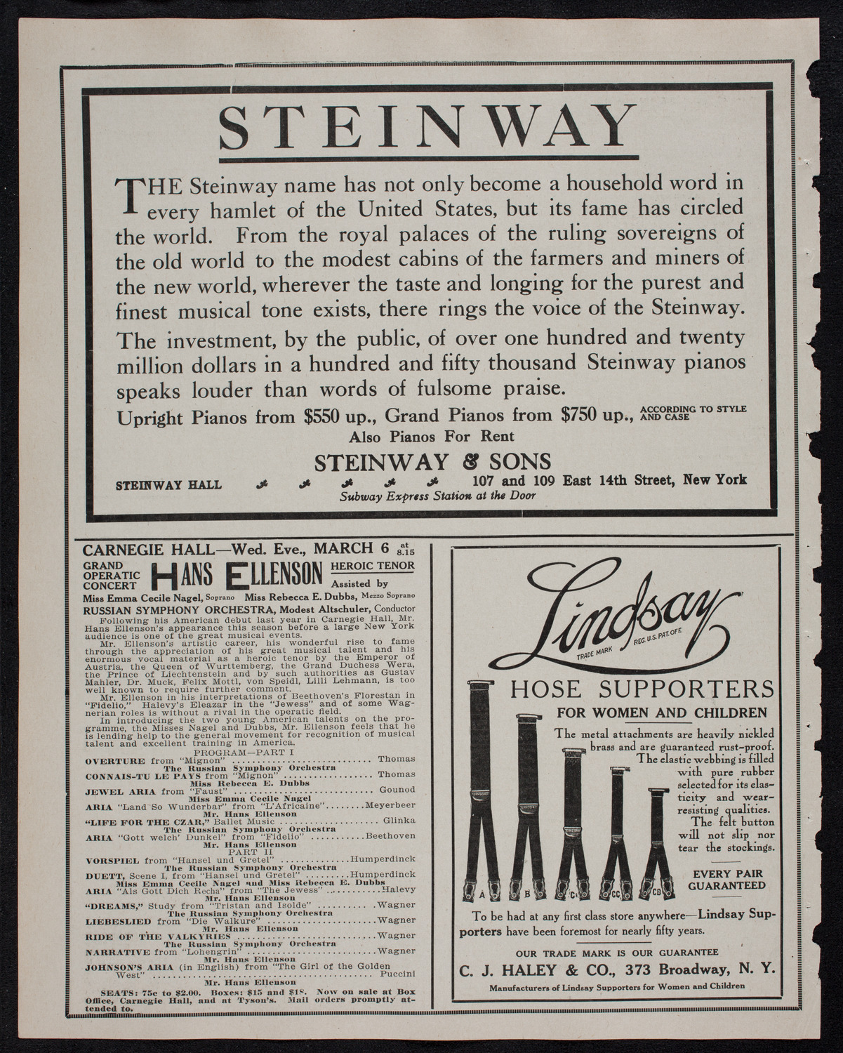 New York Philharmonic, March 1, 1912, program page 4