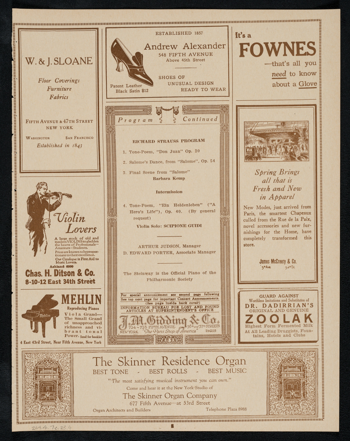 New York Philharmonic, April 7, 1923, program page 7