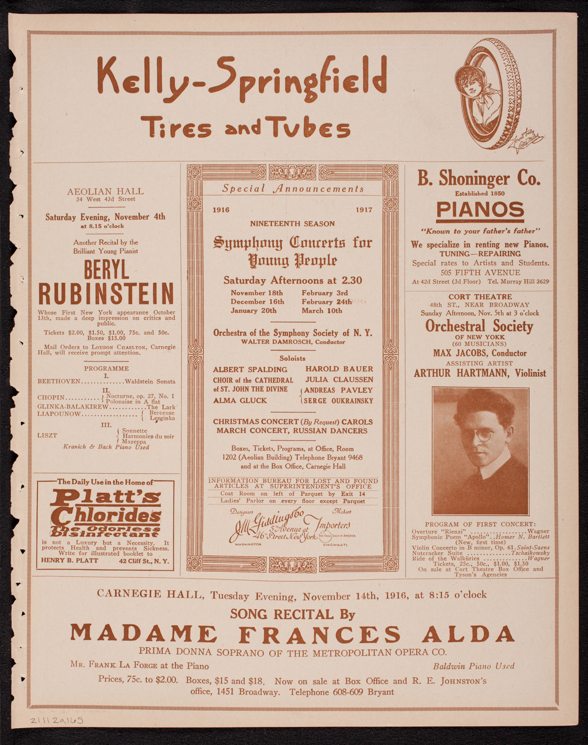 Ethel Leginska, Piano, November 2, 1916, program page 9