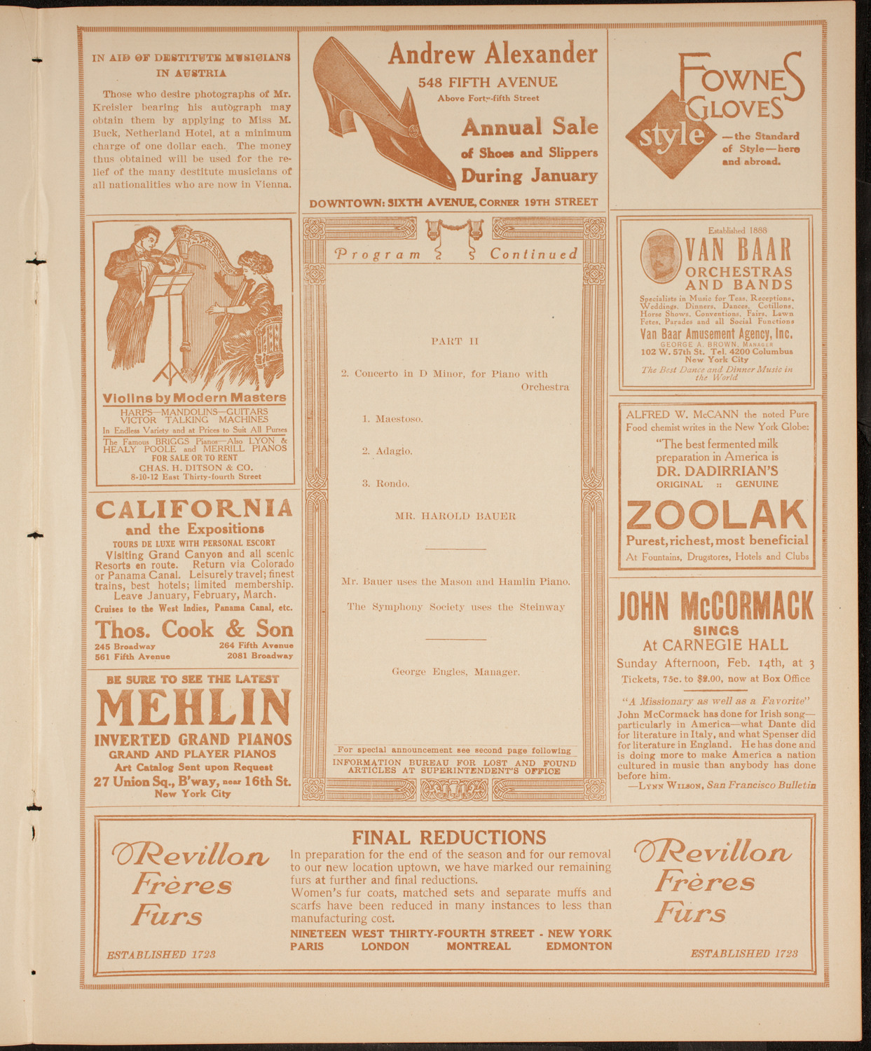 New York Symphony Orchestra, February 4, 1915, program page 7