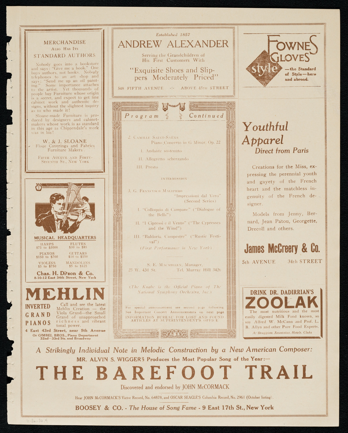 National Symphony Orchestra, November 2, 1920, program page 7