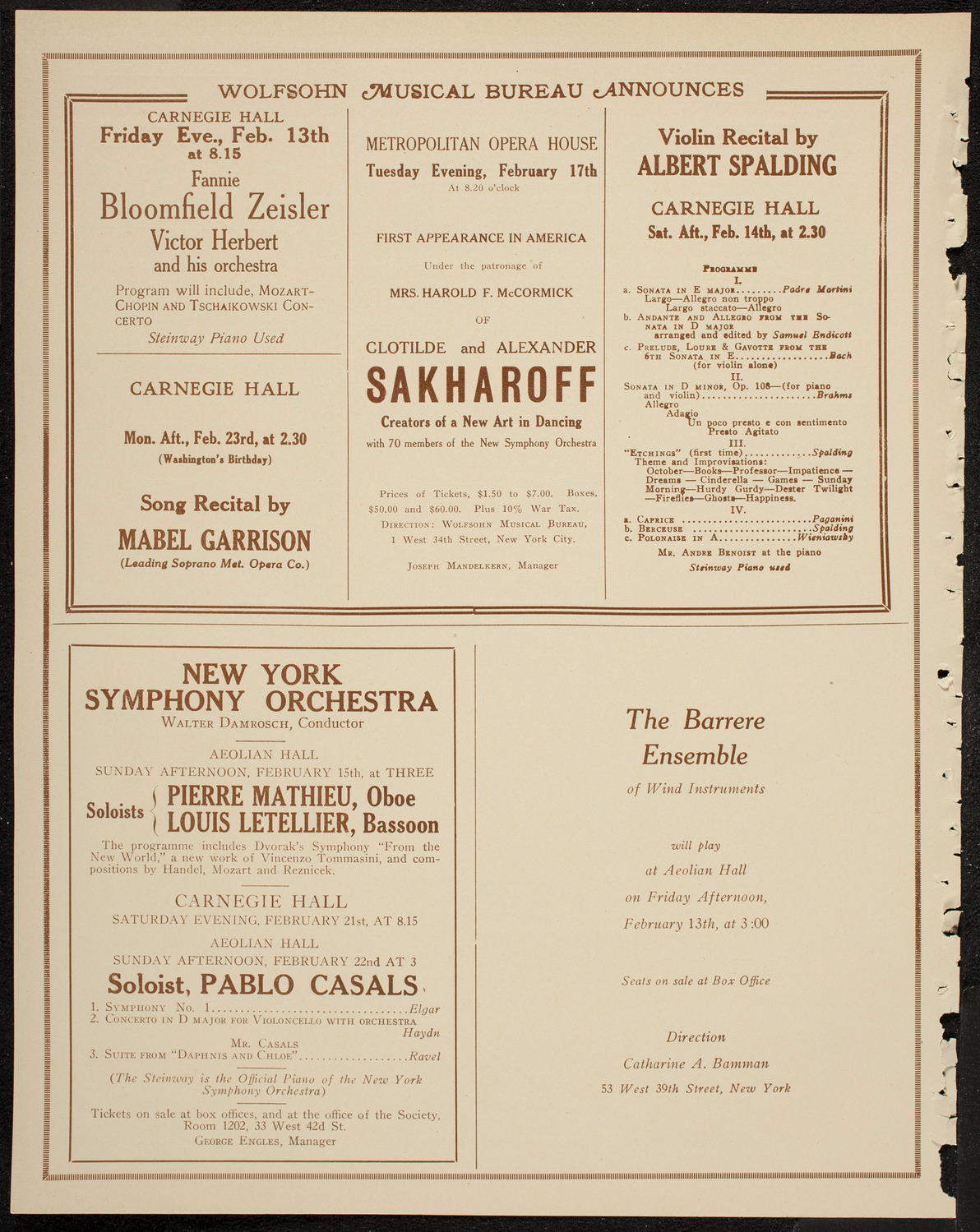 Josef Hofmann, Piano, February 8, 1920, program page 8