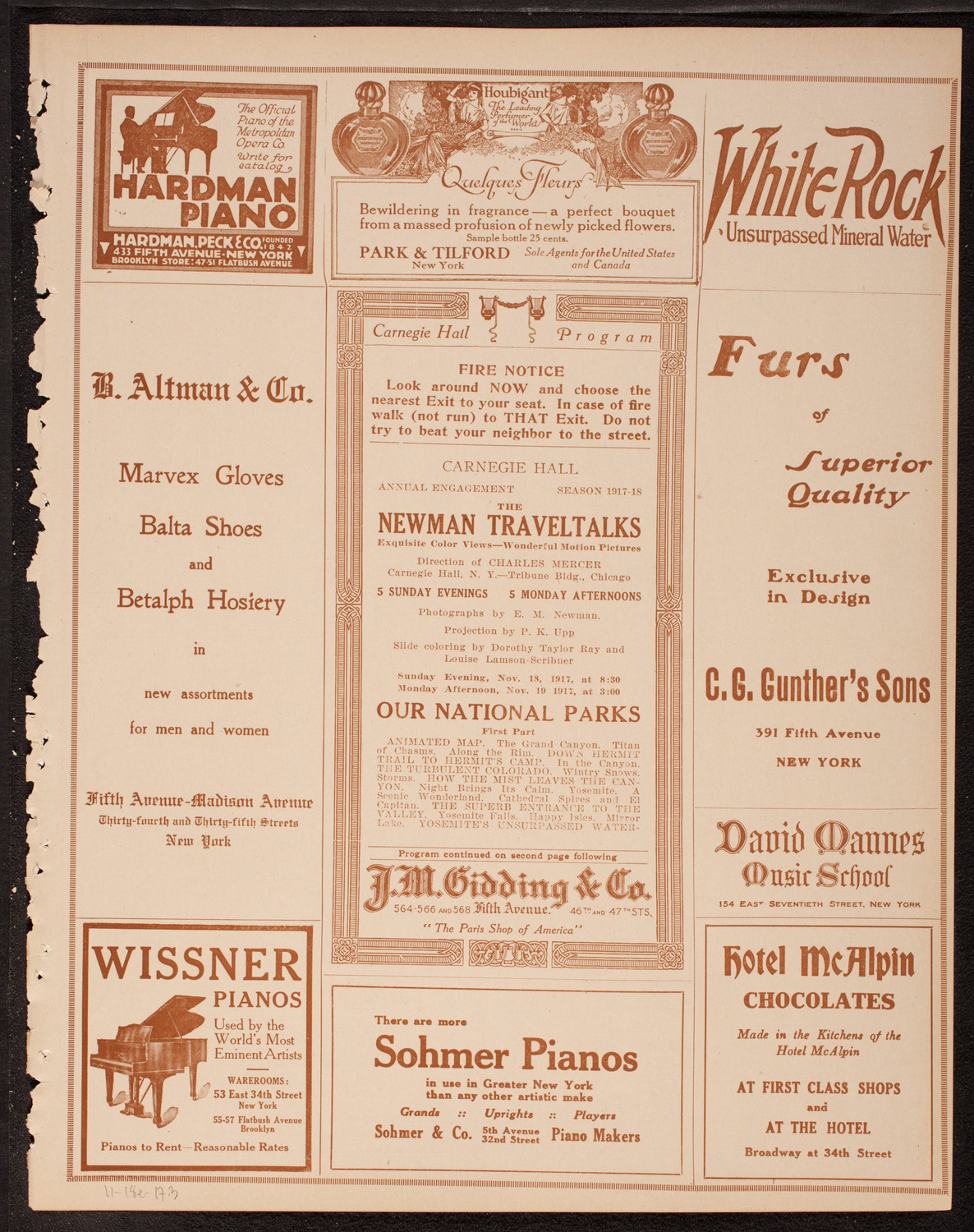 Newman Traveltalks: Our National Parks, November 18, 1917, program page 5