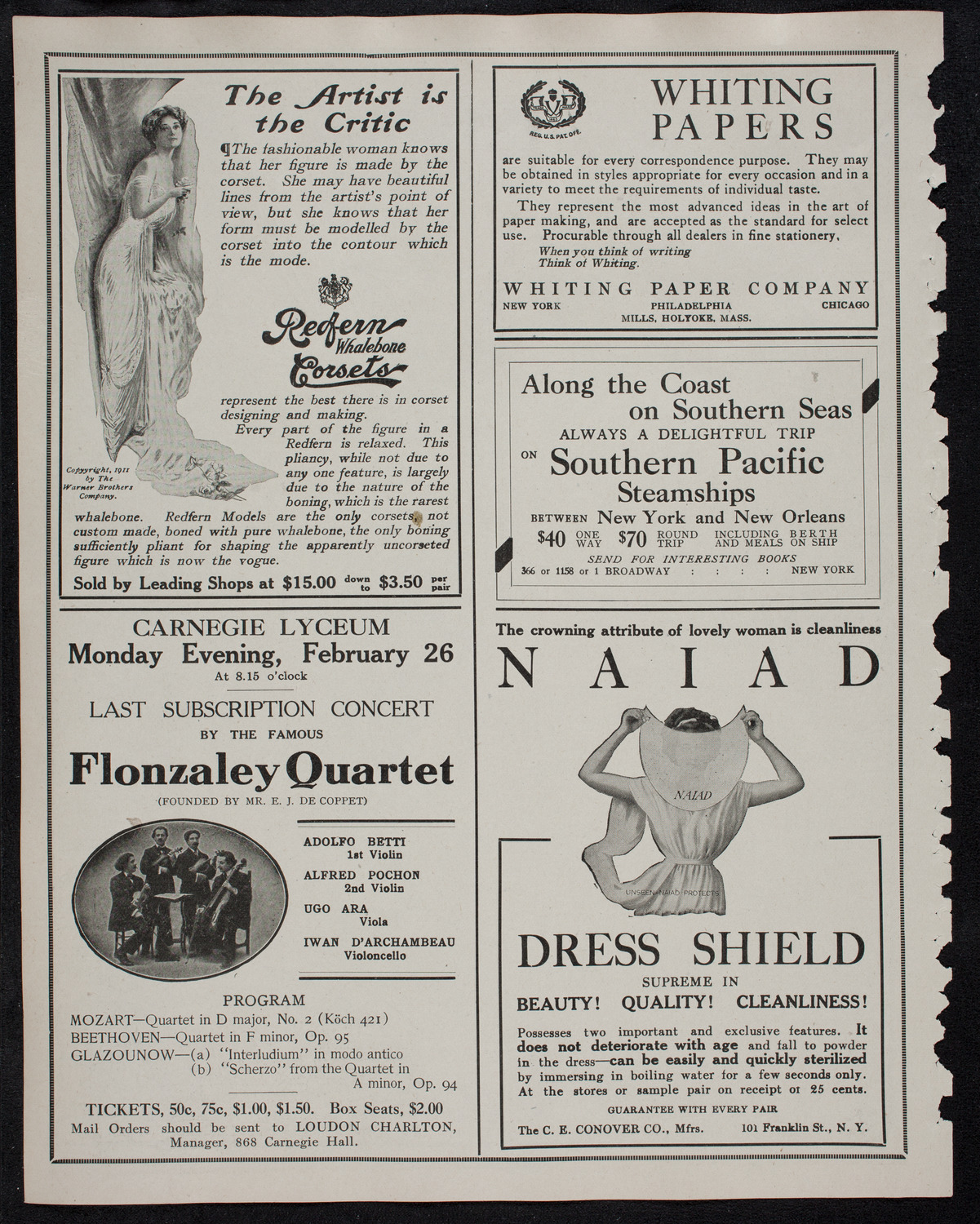 New York Philharmonic, February 16, 1912, program page 2