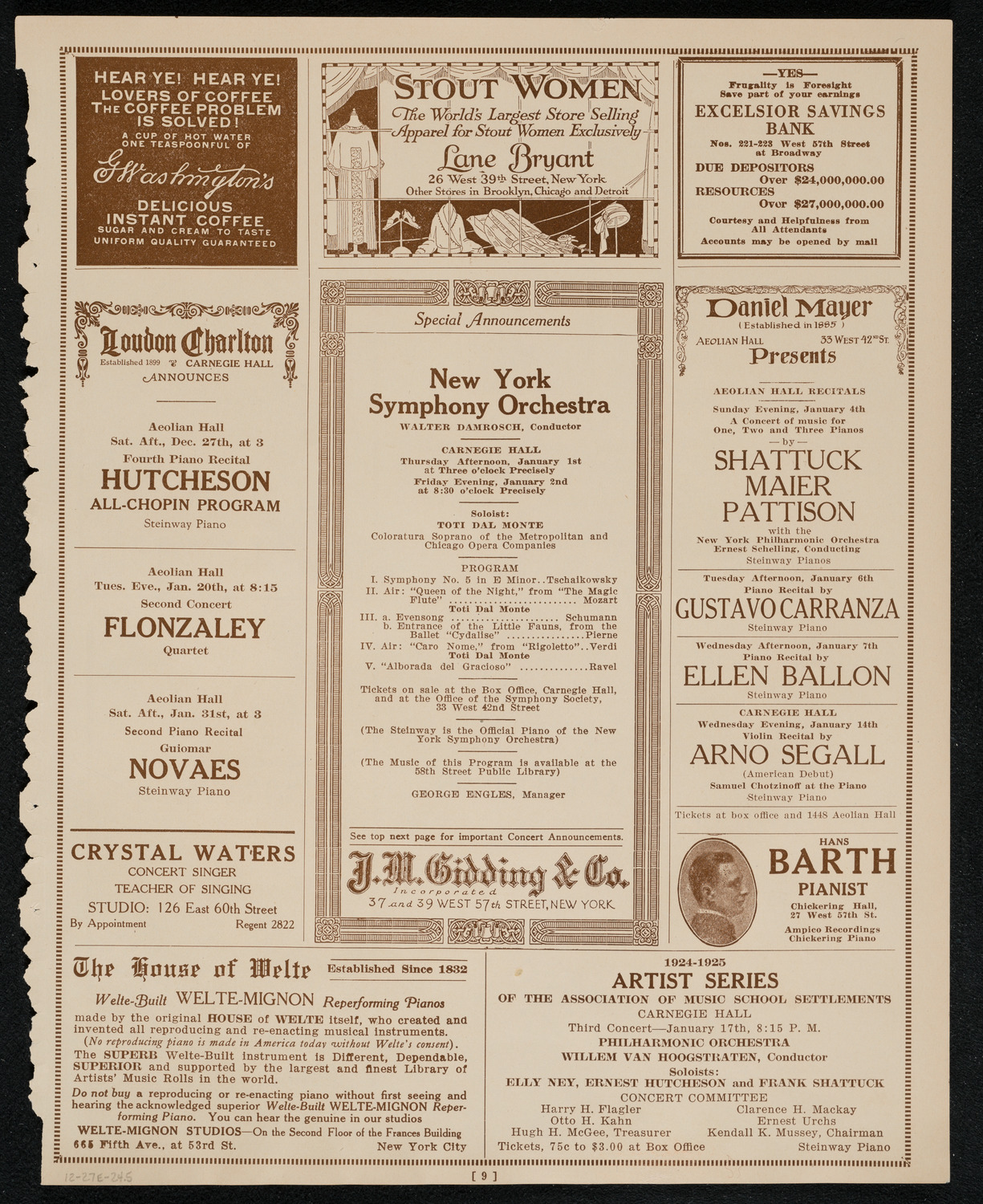 Oratorio Society of New York, December 27, 1924, program page 9