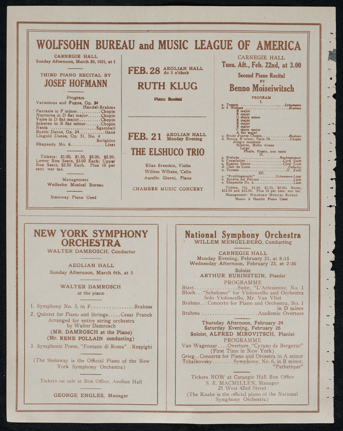 Benefit: Fordham University, February 21, 1921, program page 8