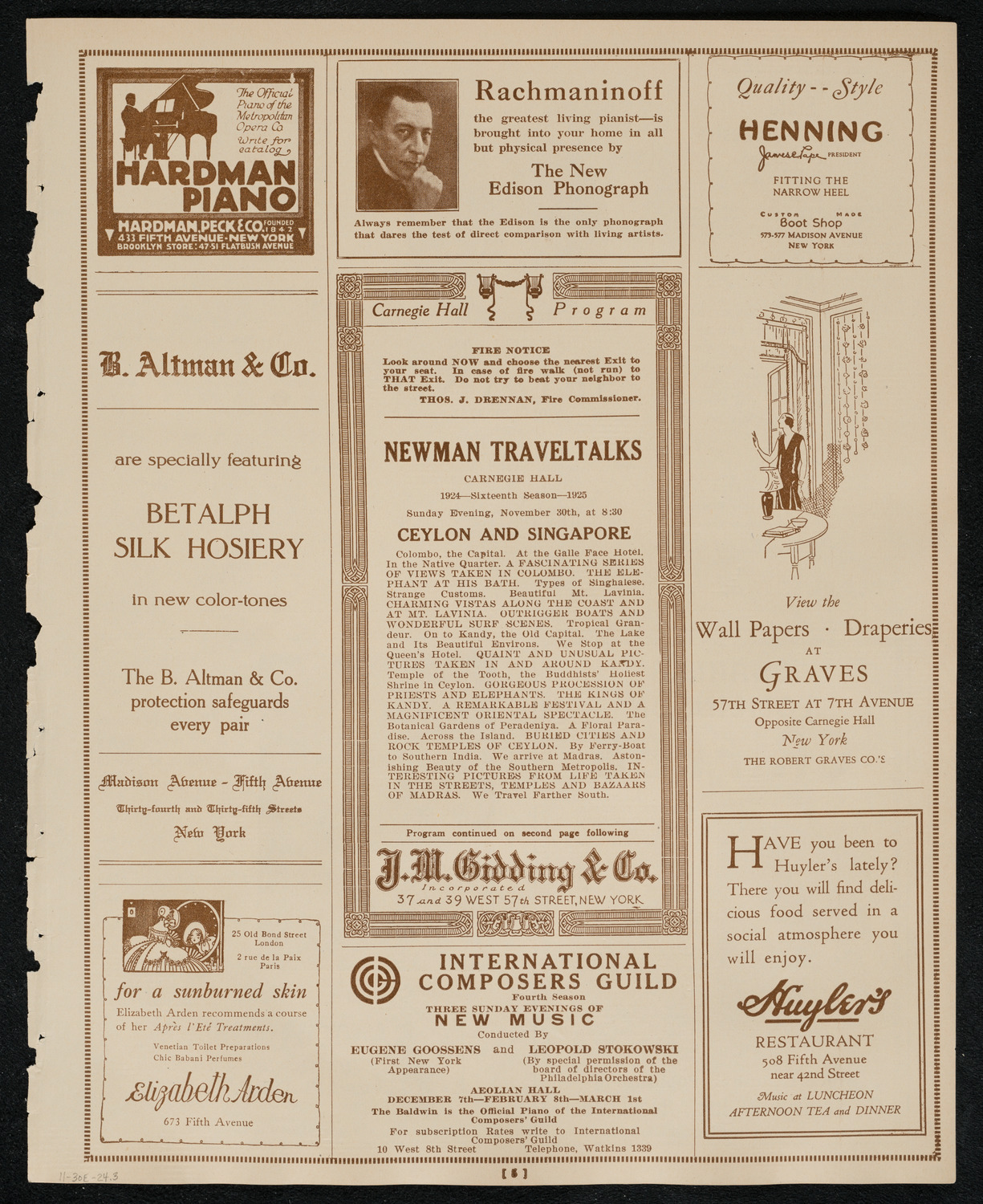 Newman Traveltalks: Ceylon and Singapore, November 30, 1924, program page 5